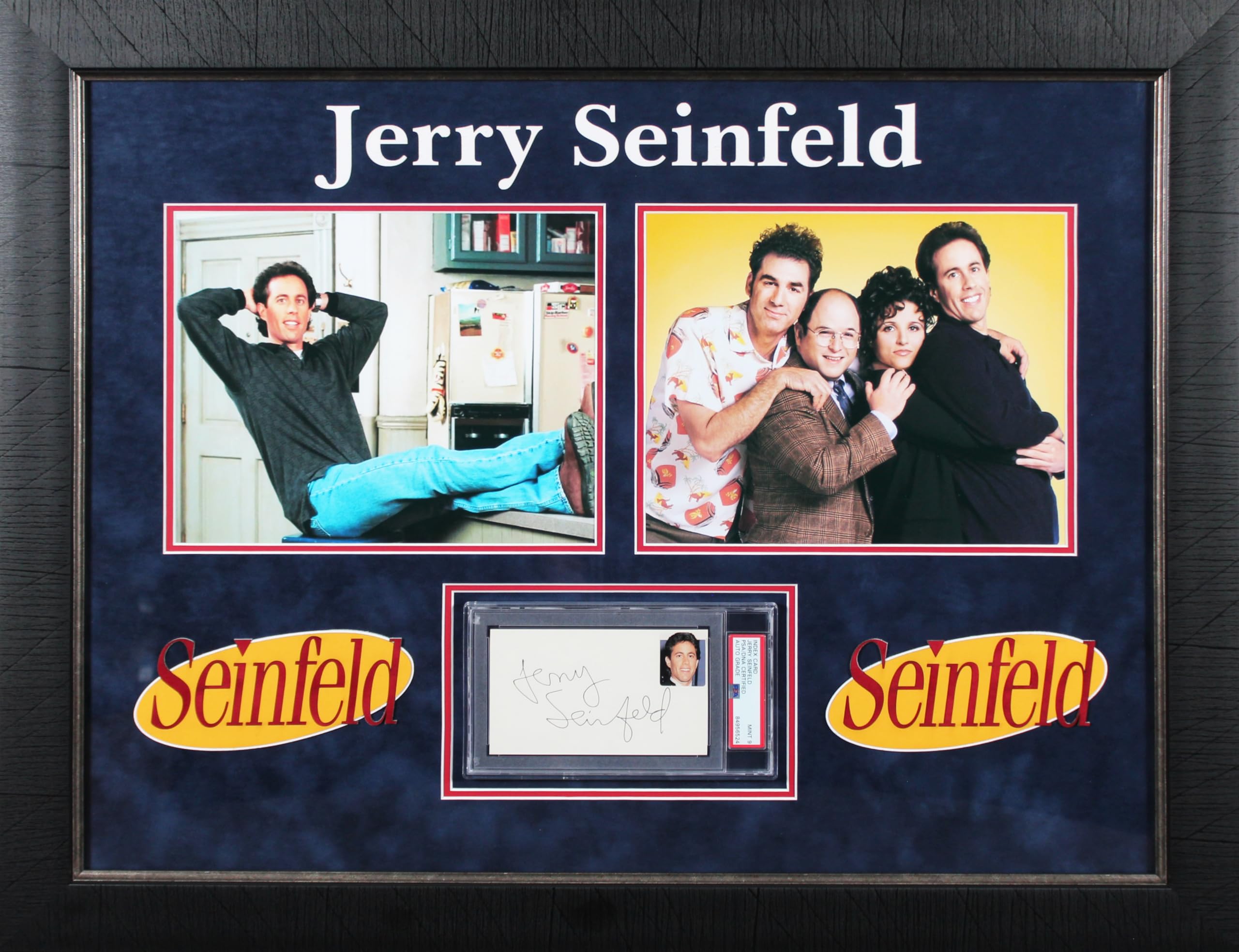 Jerry Seinfeld Authentic Signed & Framed 3x5 Index Card PSA/DNA Slabbed