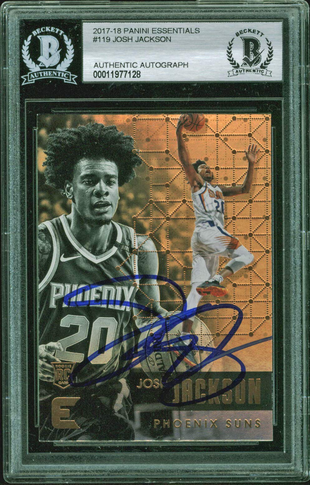 Grizzlies Josh Jackson Signed 2017 Panini Essentials #119 RC Card BAS Slabbed