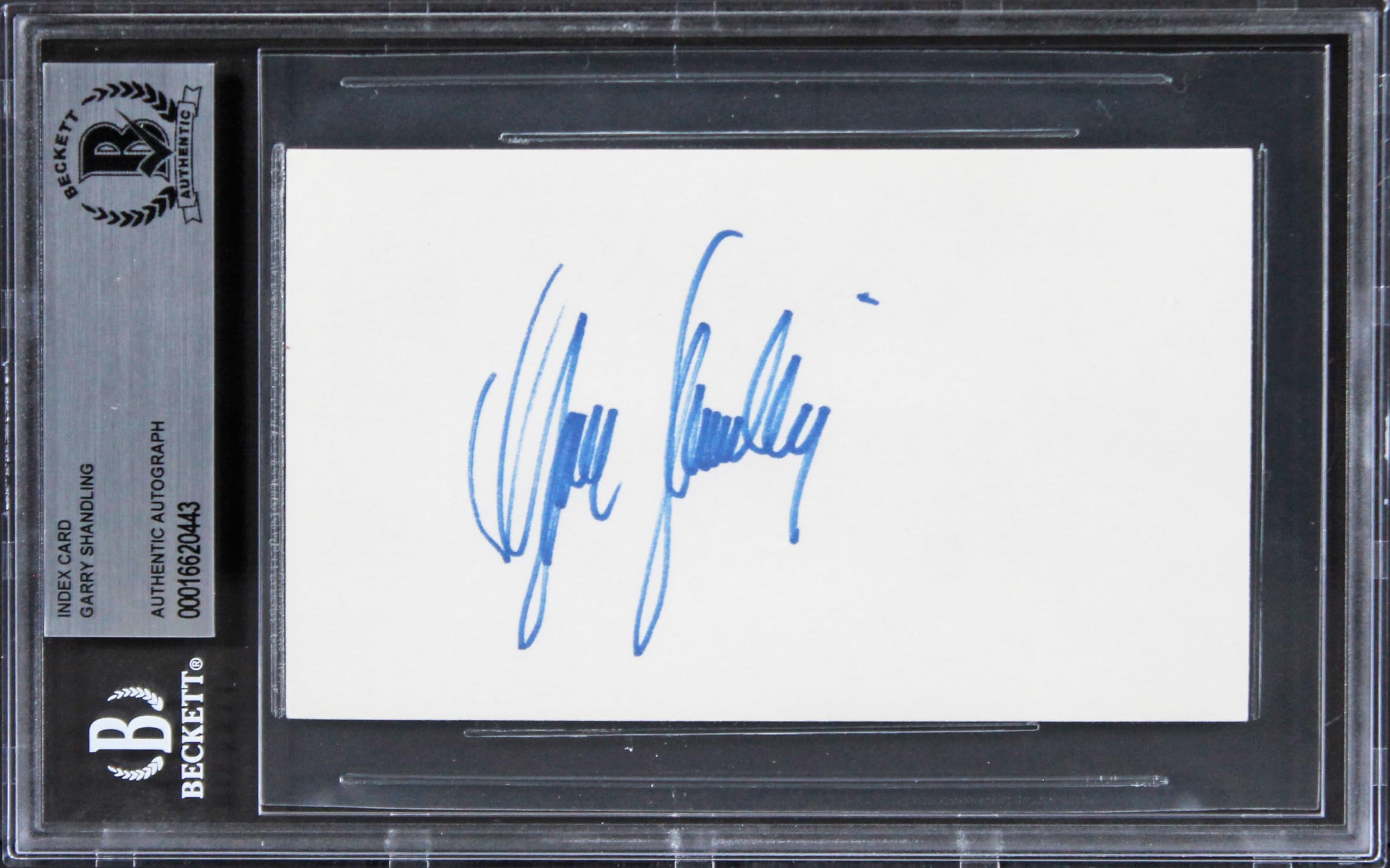 Garry Shandling The Larry Sanders Show Signed 3x5 Index Card BAS Slabbed