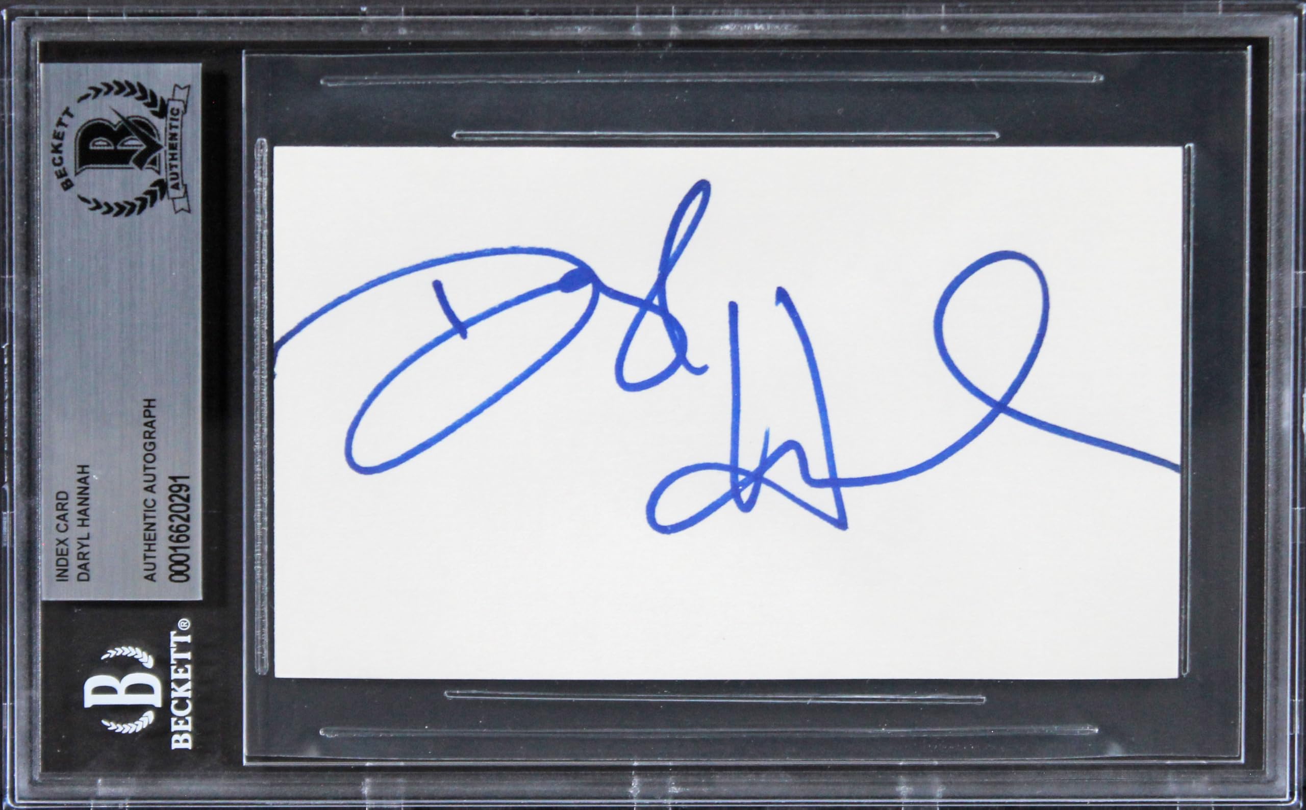Daryl Hannah Wall Street Authentic Signed 3x5 Index Card Autographed BAS Slabbed