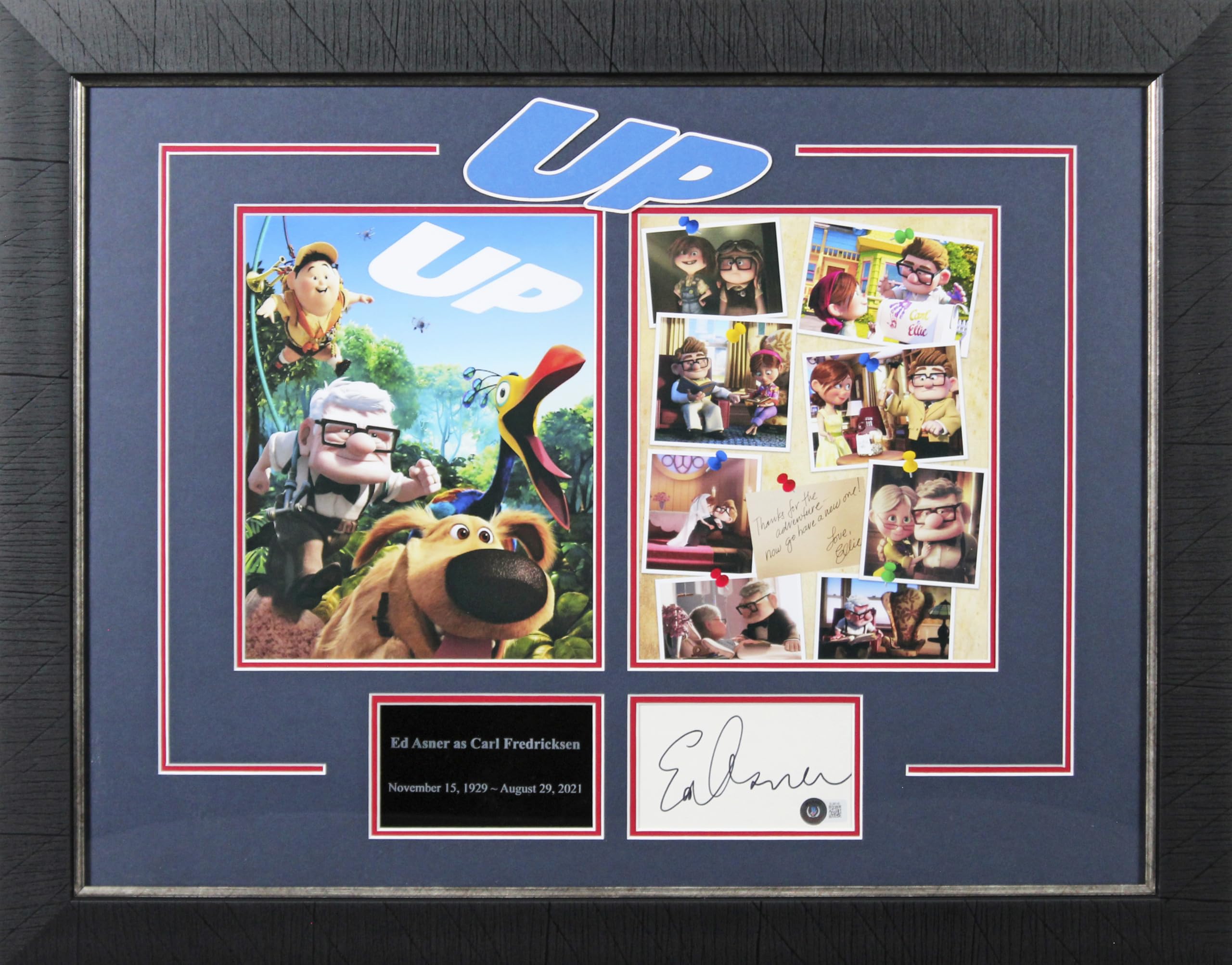 Ed Asner Up Authentic Signed & Framed 3x5 Index Card Autographed BAS