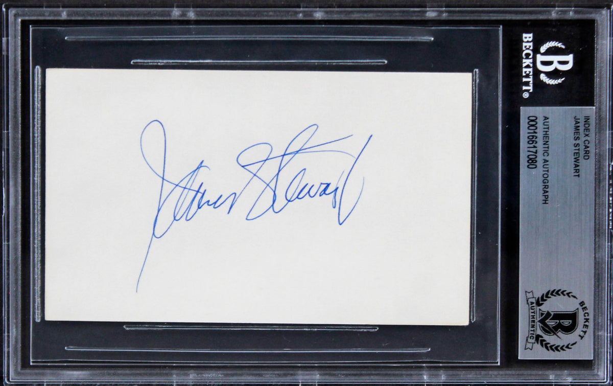 James Stewart It's a Wonderful Life Signed 3x5 Index Card BAS Slabbed 5