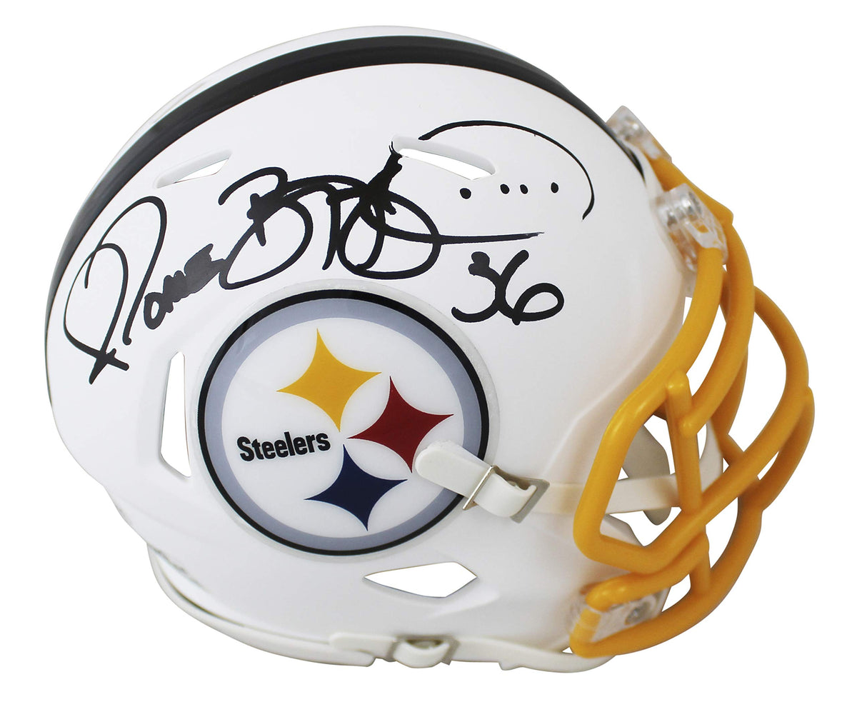 Steelers Jerome Bettis Authentic Signed Flat White Speed Mini Helmet BAS Witness