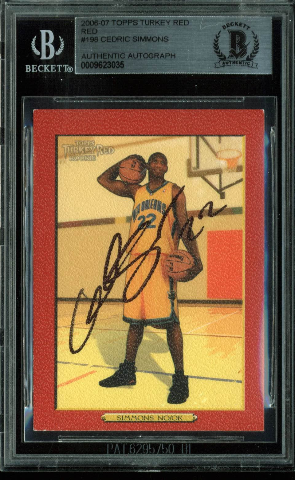 Hornets Cedric Simmons Signed Card 2006 Topps Turkey Red RC #198 BAS Slabbed