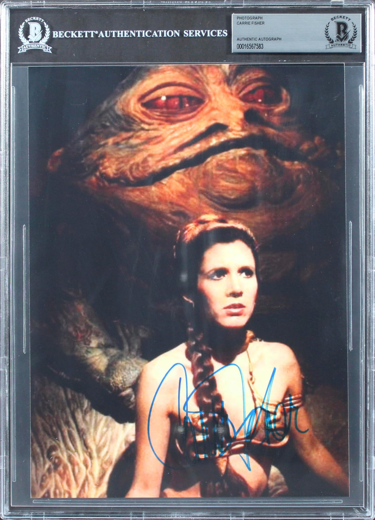 Carrie Fisher Star Wars Return of the Jedi Signed 8x10 Photo BAS Slabbed 1