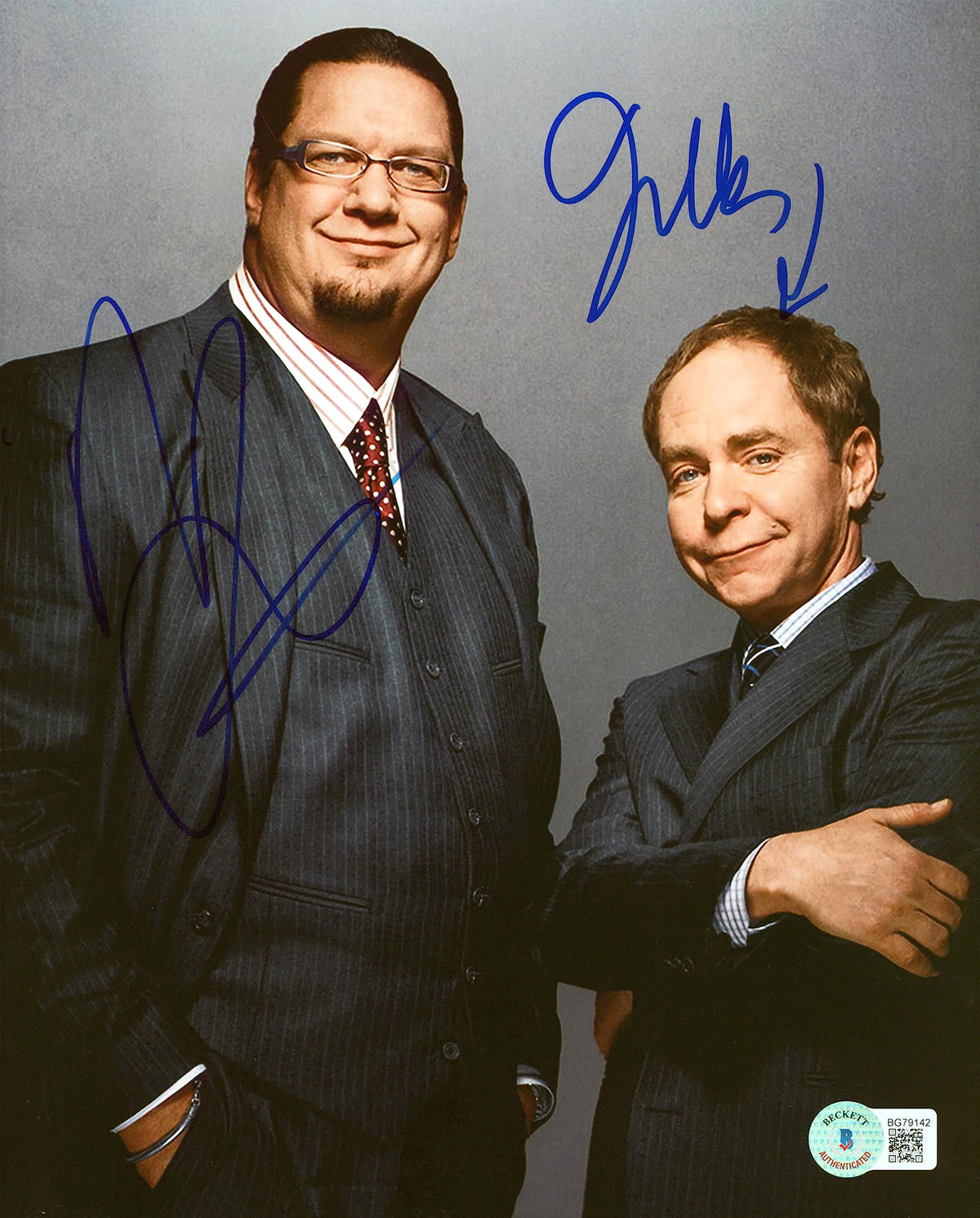Penn Jillette & Joseph Teller Penn & Teller Signed 8x10 Photo BAS #BG79142