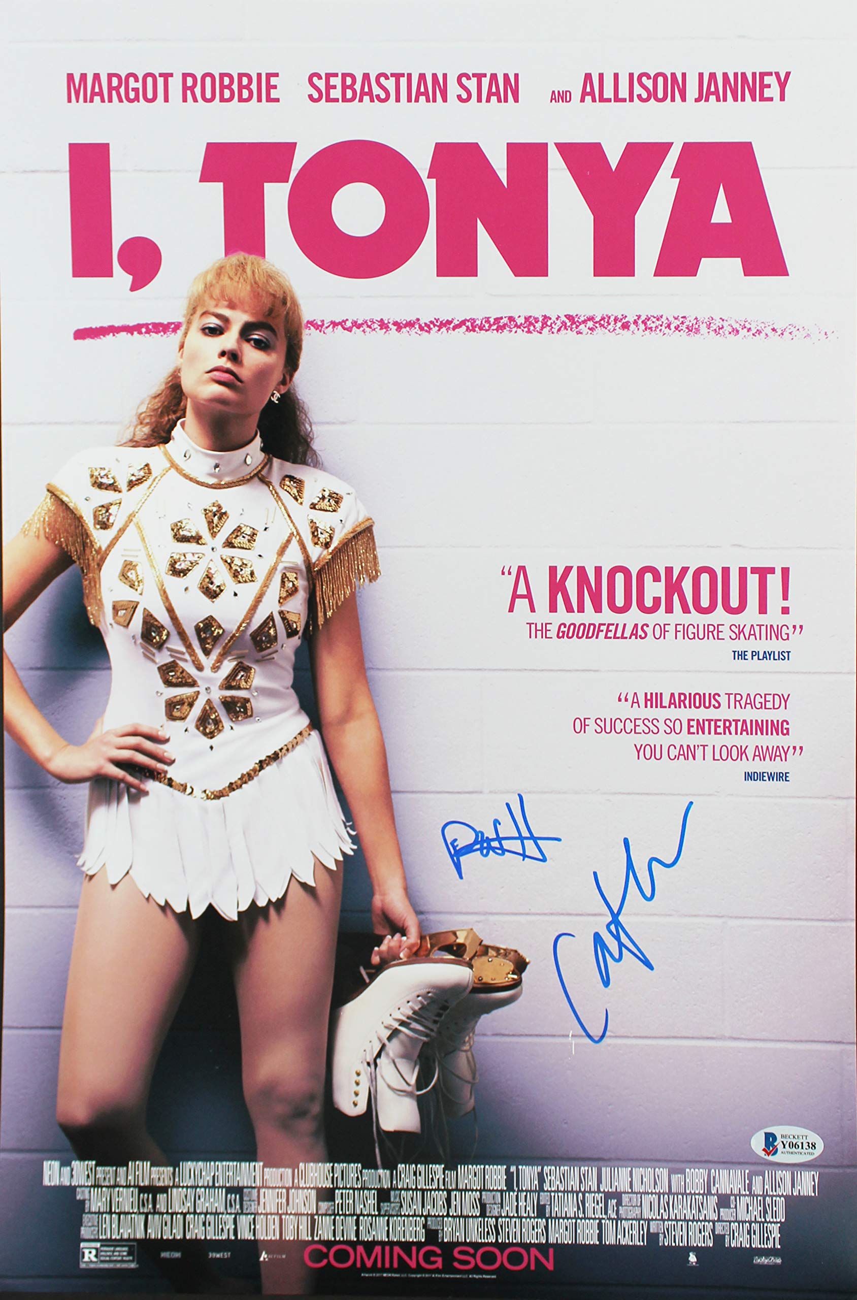 I, Tonya Paul Walter Hauser & Caitlin Carver Signed 12x18 Photo BAS #Y06138