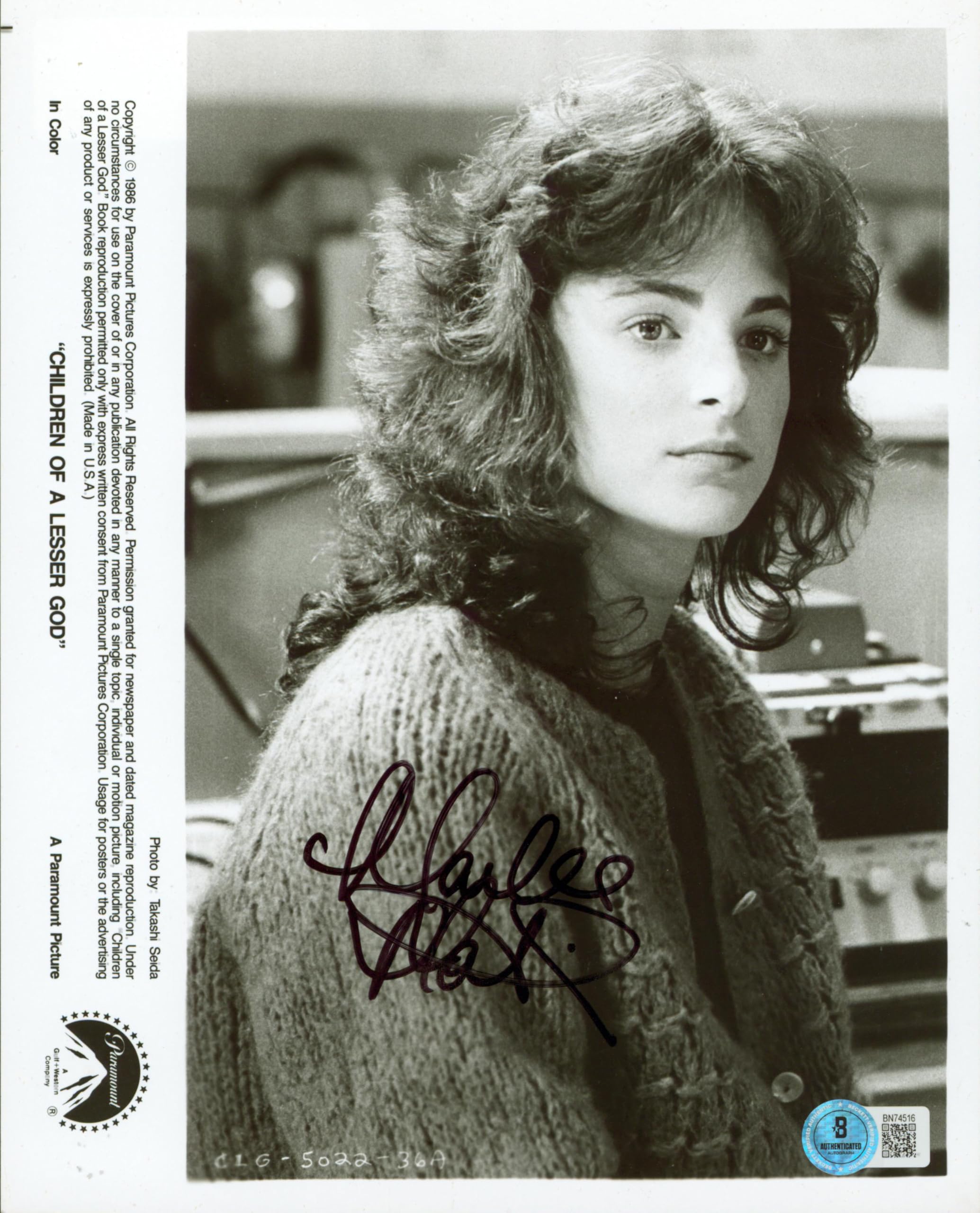 Marlee Matlin Children of a Lesser God Authentic Signed 8x10 Photo BAS #BN74516