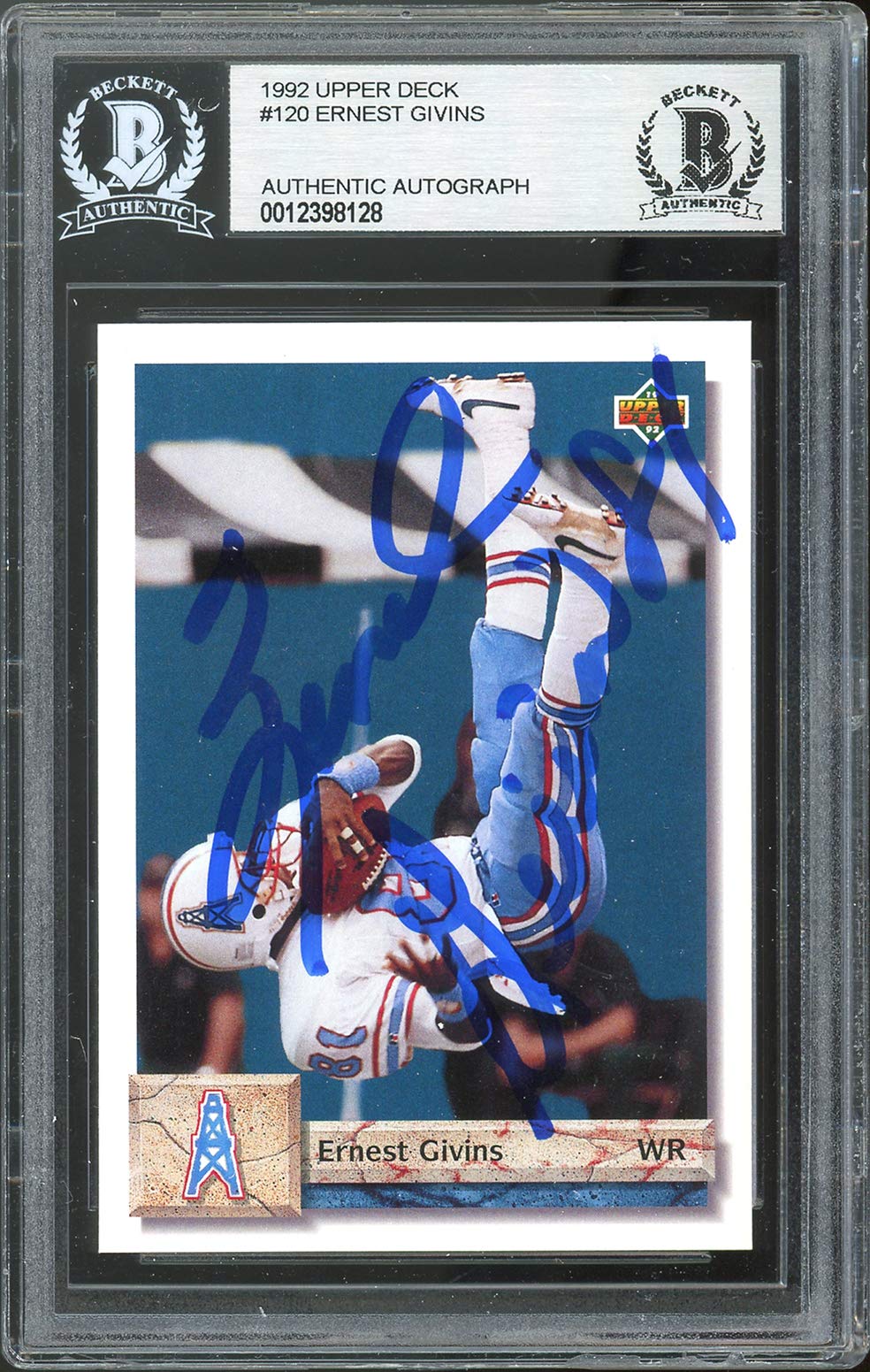 Oilers Ernest Givins Authentic Signed 1992 Upper Deck #120 Card BAS Slabbed