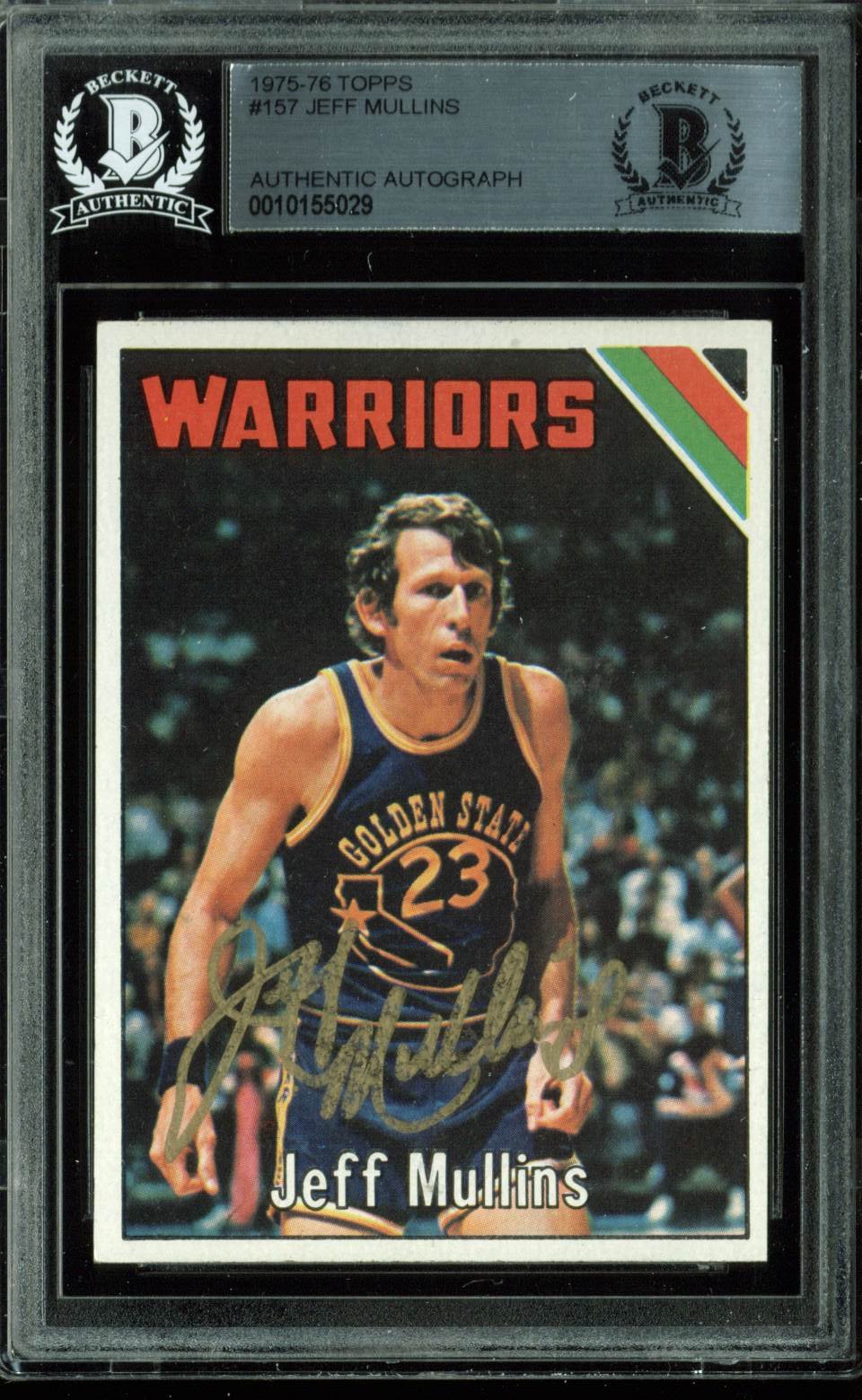 Warriors Jeff Mullins Authentic Signed Card 1975 Topps #157 BAS Slabbed