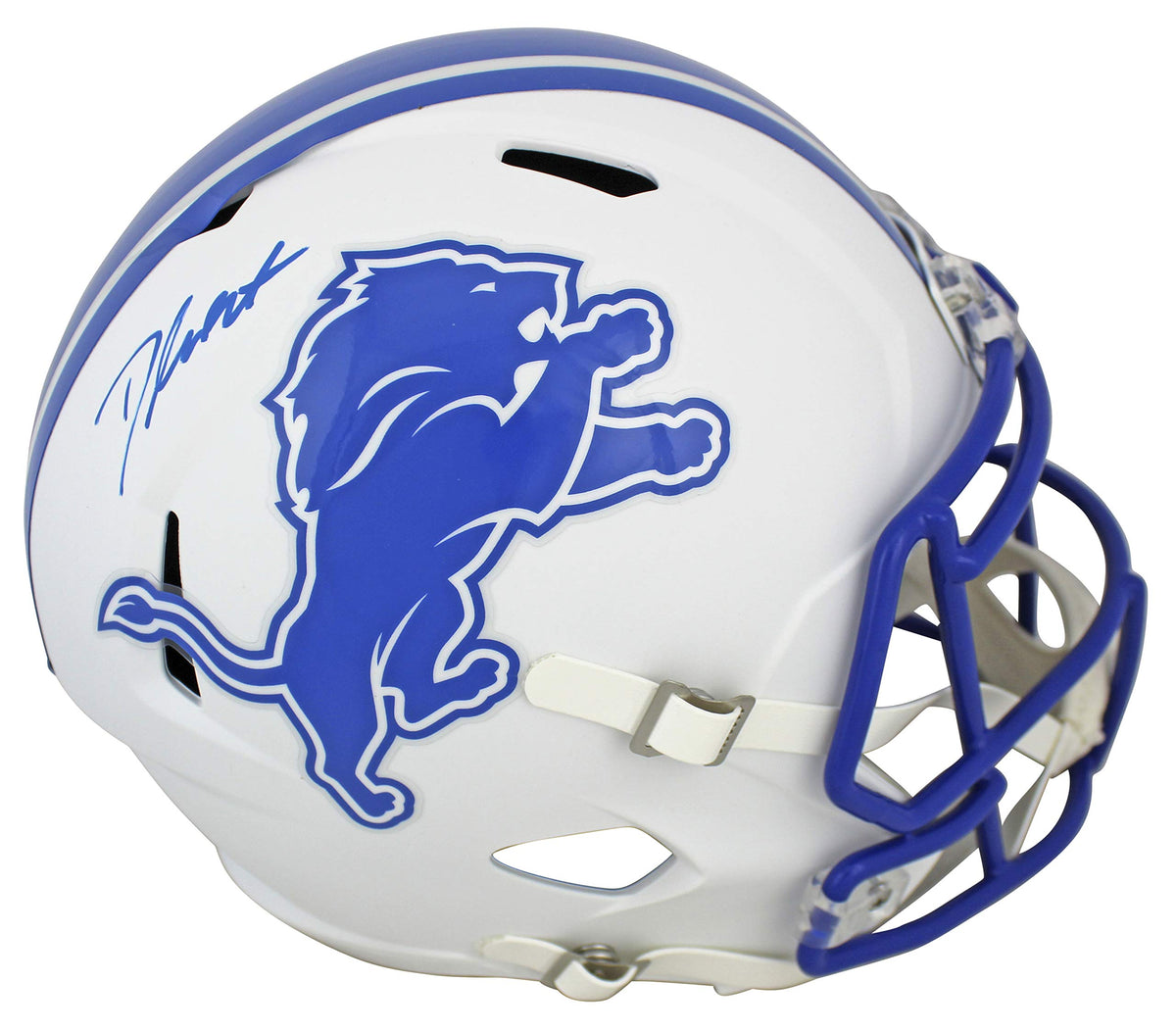 Lions DeAndre Swift Authentic Signed Flat White Full Size Rep Helmet Fanatics