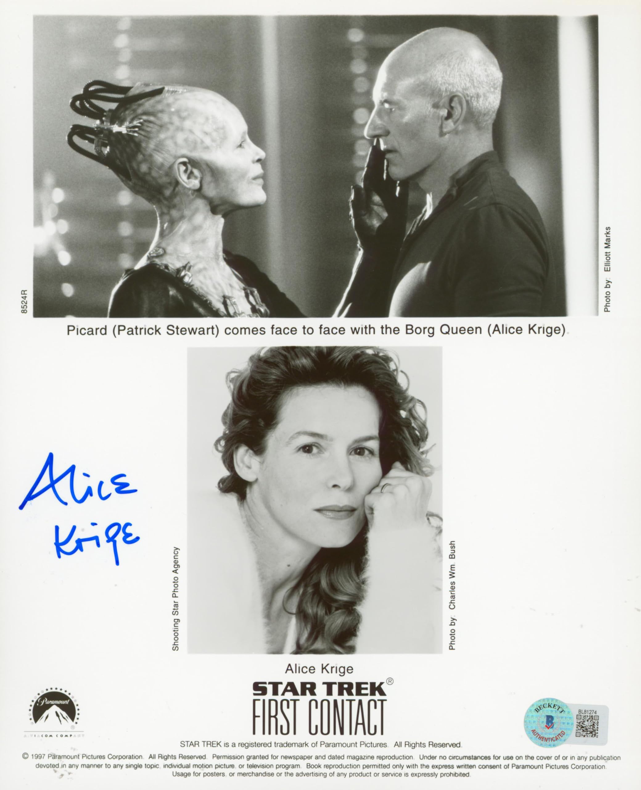 Alice Krige Star Trek: First Contact Authentic Signed 8x10 Photo BAS #BL81274