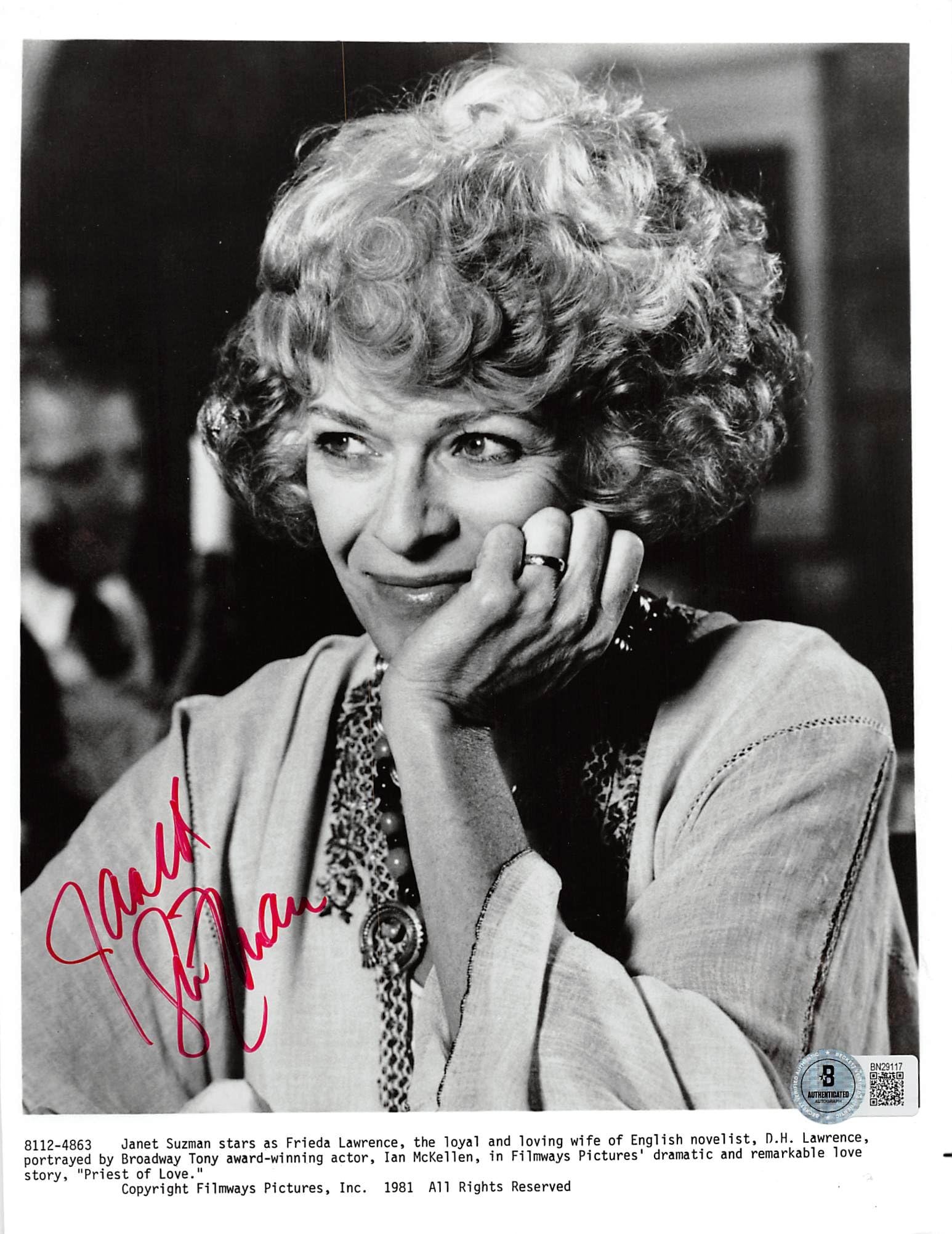Janet Suzman Priest of Love Authentic Signed 8x10 Photo Autographed BAS #BN29117