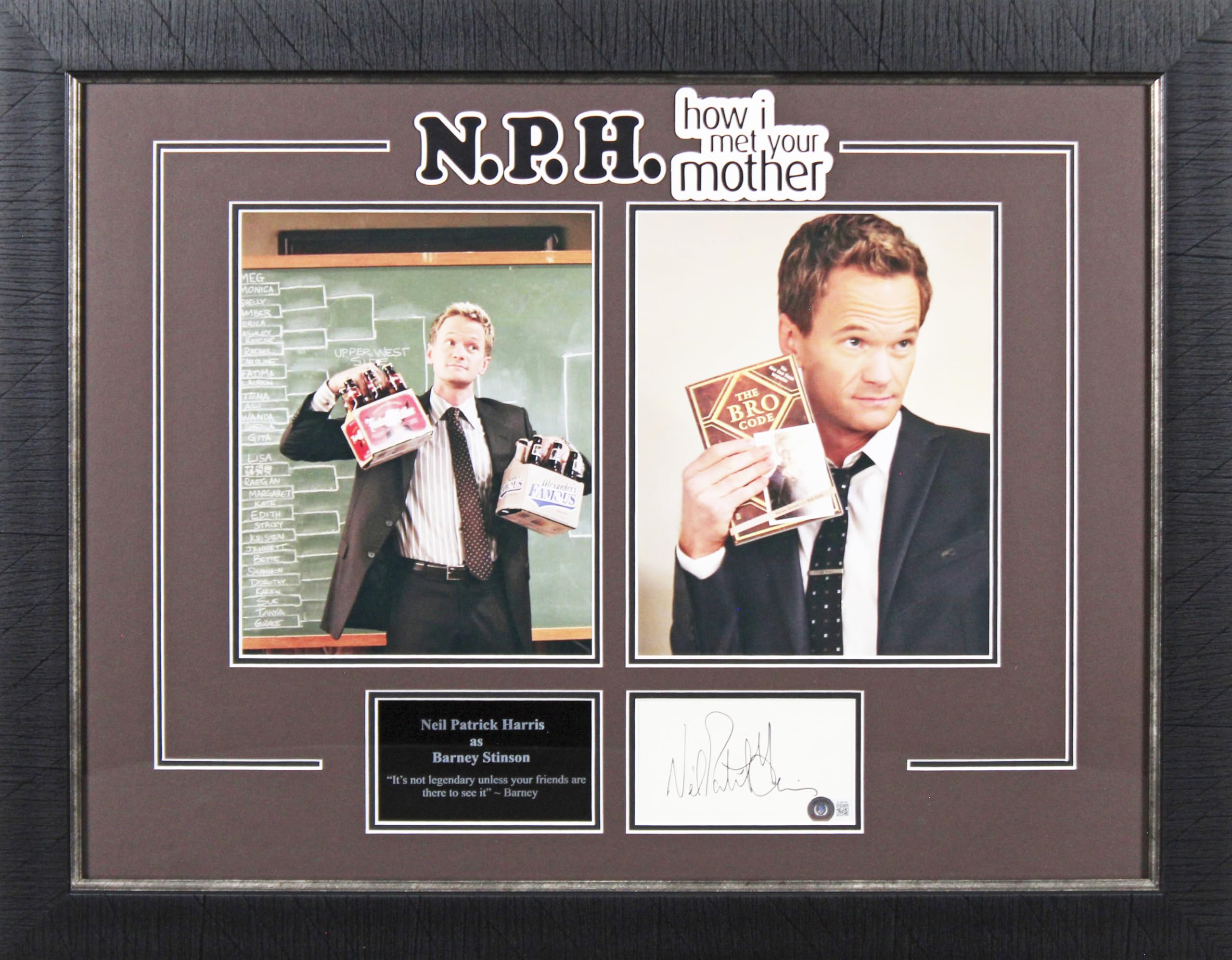 Neil Patrick Harris How I Met Your Mother Signed & Framed 3x5 Index Card BAS