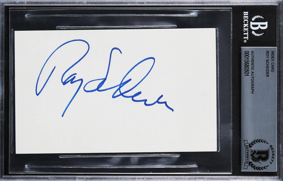 Roy Scheider Jaws Authentic Signed 3x5 Index Card Autographed BAS Slabbed 2