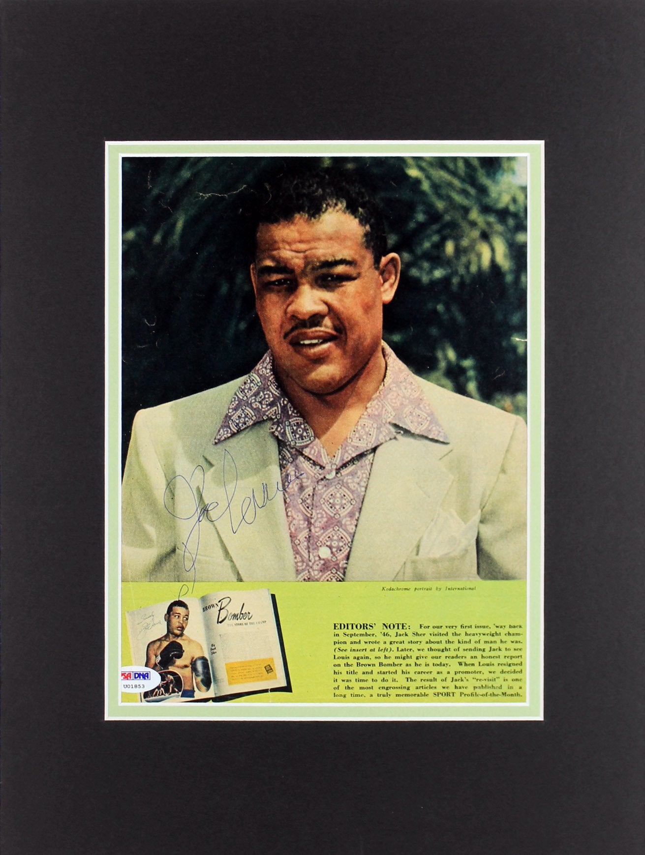 Joe Louis Authentic Signed Matted Magazine Page Autographed PSA/DNA #U01853