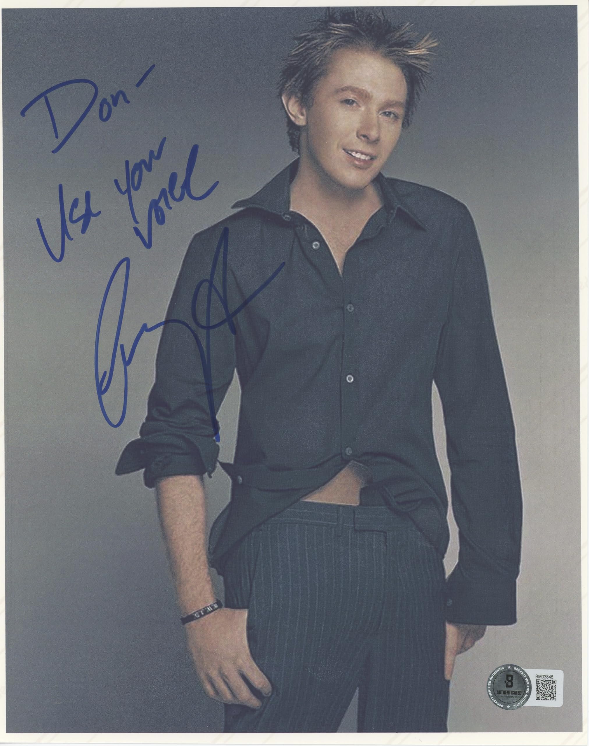 Clay Aiken American Idol Use Your Voice Authentic Signed 8x10 Photo BAS #BM03846