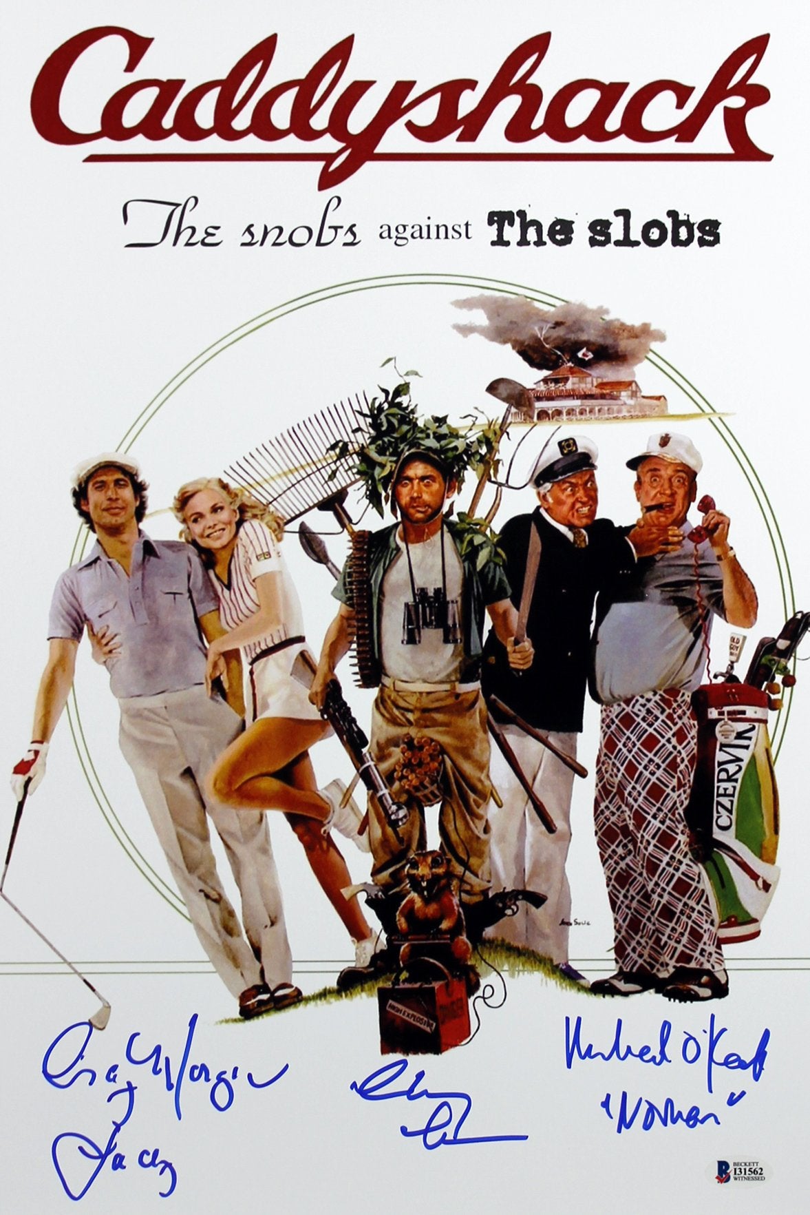 Caddyshack (3) Chase, Morgan & O'Keefe Signed 12x18 Movie Poster BAS Witnessed 2