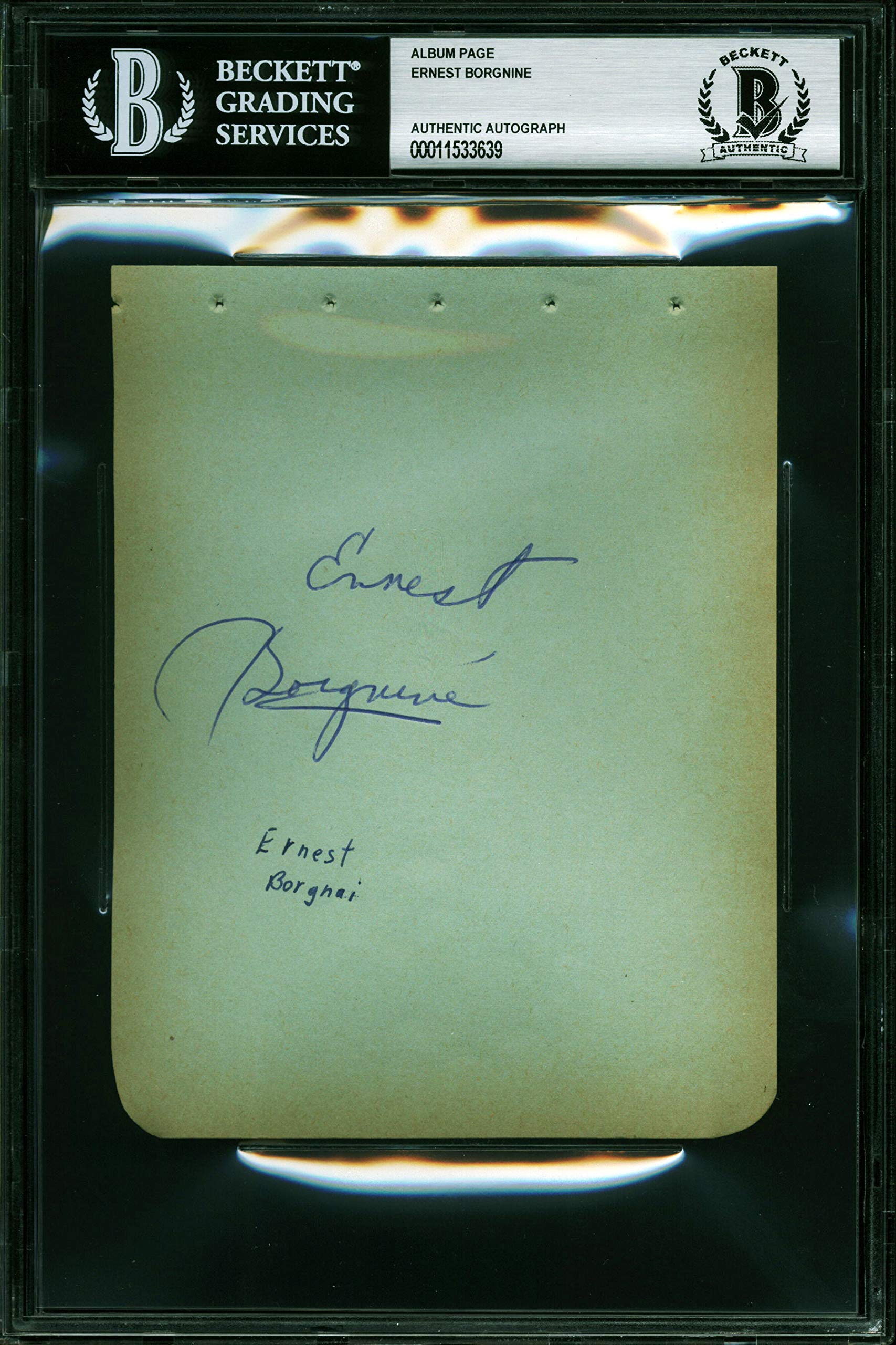 Ernest Borgnine McHale's Navy Authentic Signed 4.5x5.75 Album Page BAS Slabbed