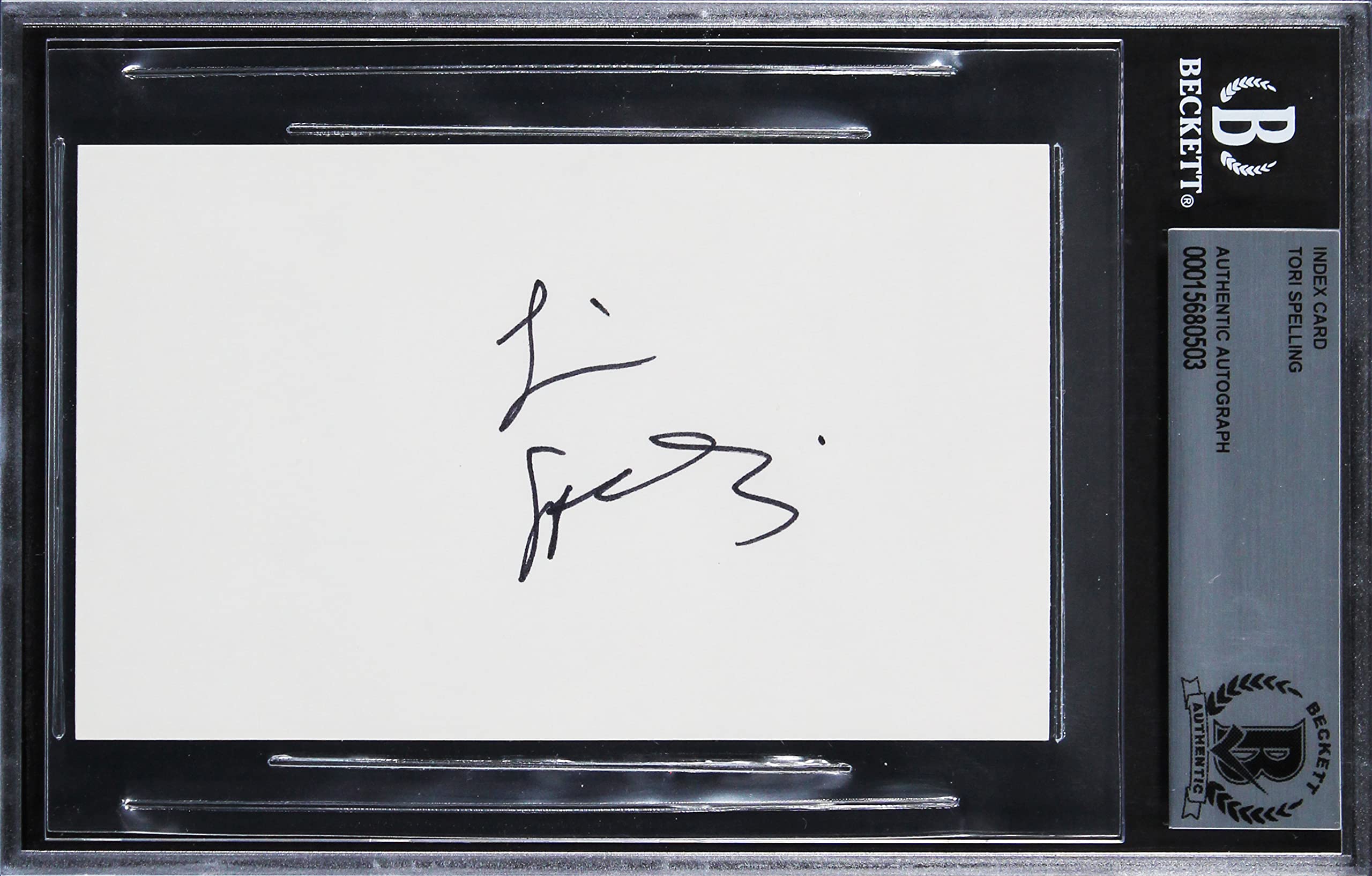 Tori Spelling Beverly Hills 90210 Authentic Signed 3x5 Index Card BAS Slabbed 1