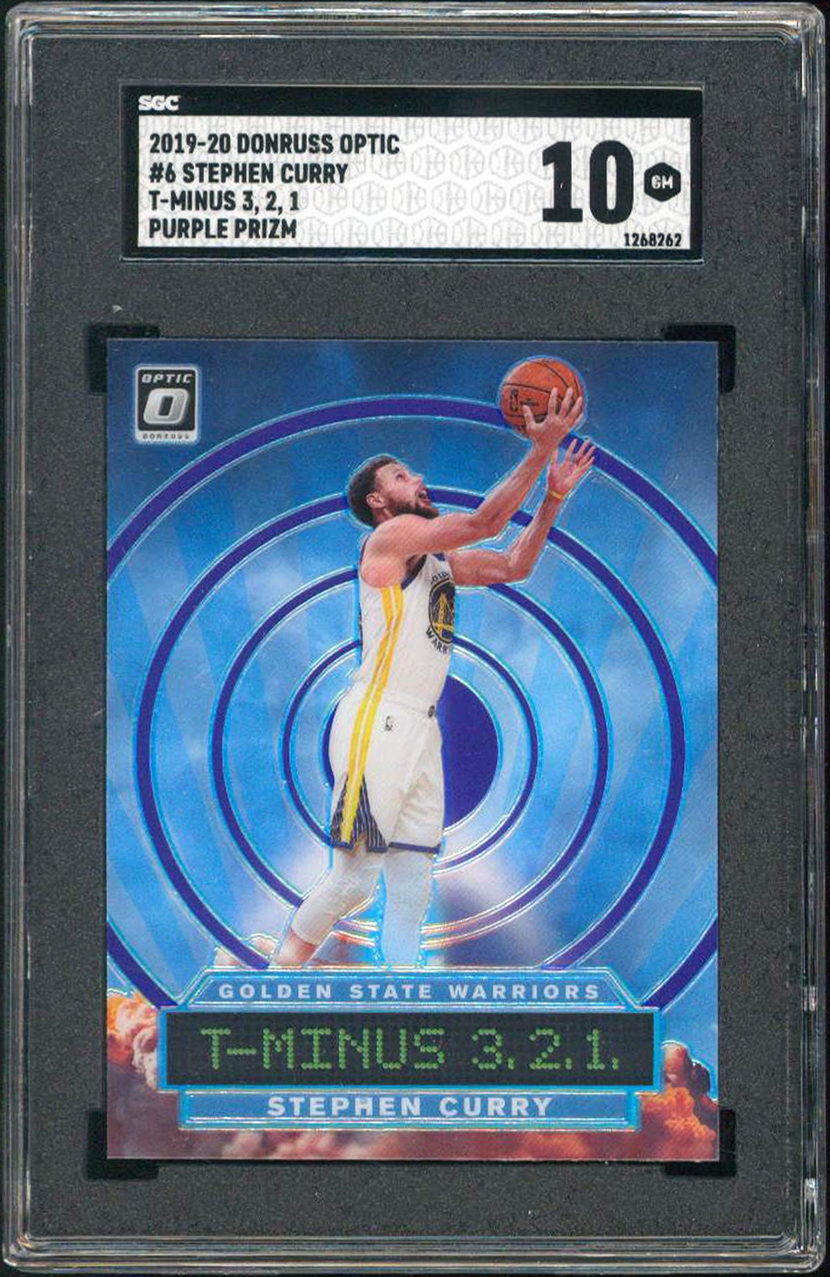 Stephen Curry 2019 Donruss Optic #6 T-Minus 3,2,1 Purple Prizm Card Grade 10 SGC