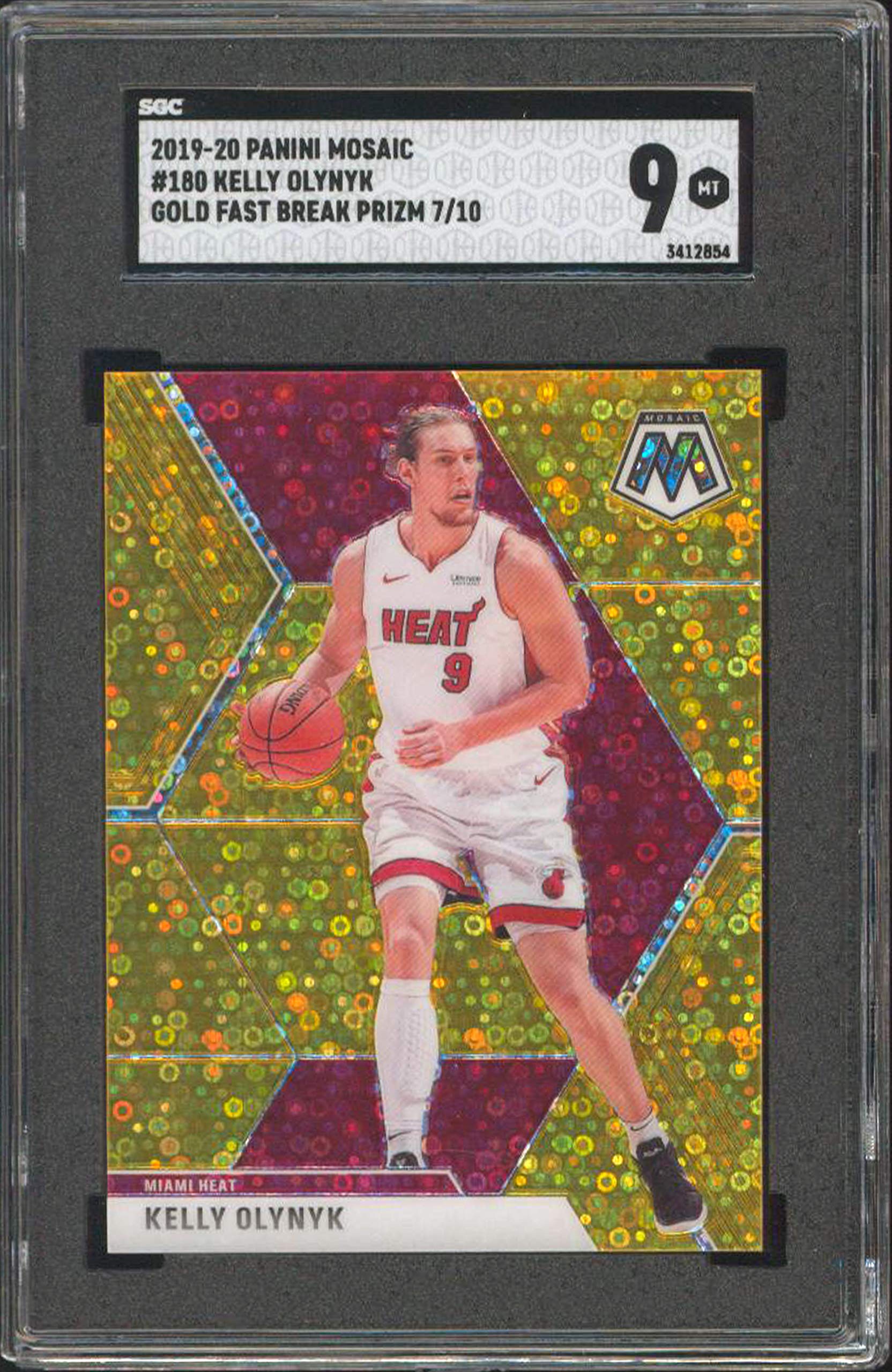 Kelly Olynyk 2019 Panini Mosaic #180 Gold Fast Break Prizm 7/10 Card Grade 9 SGC