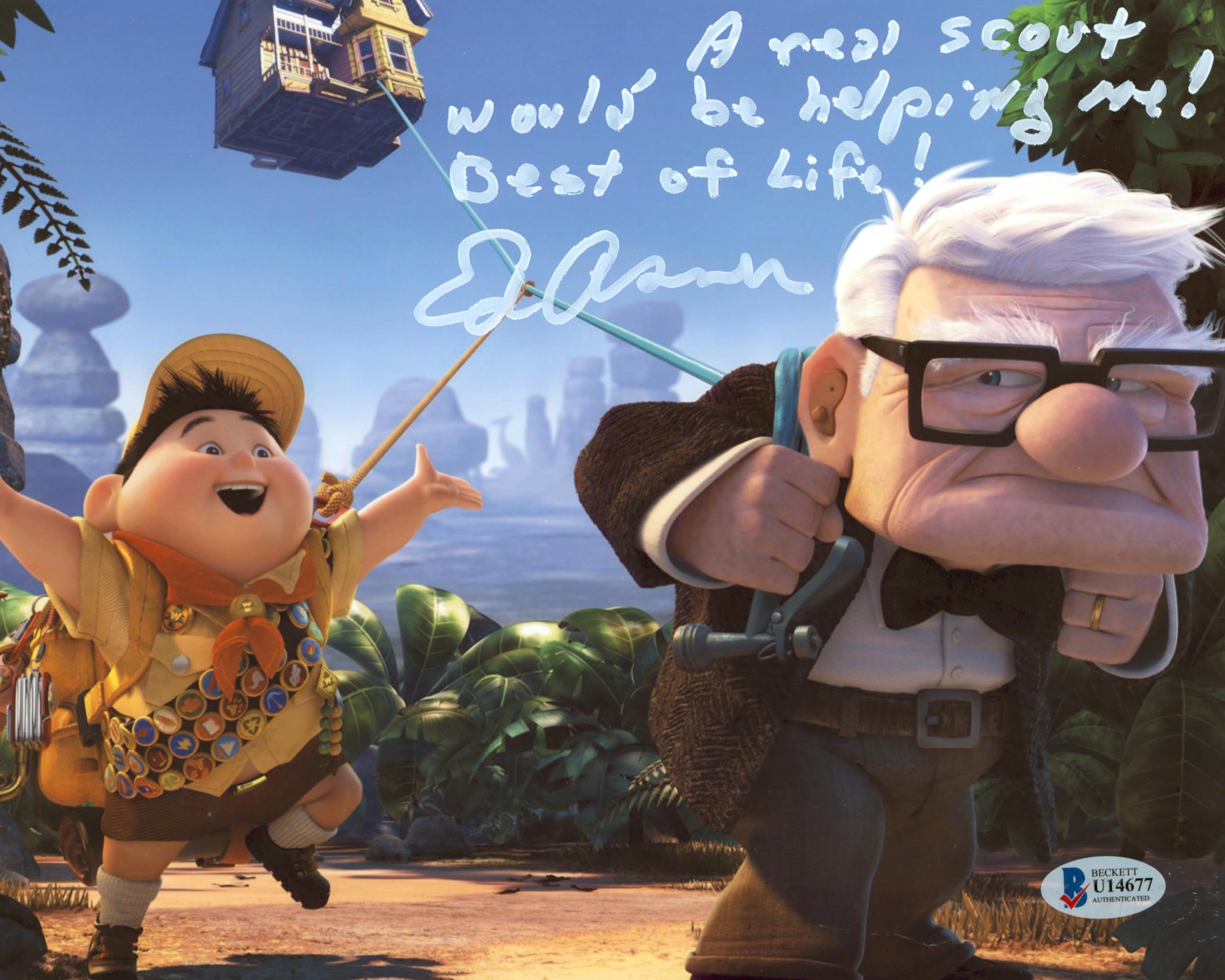 Ed Asner Up "A Real Scout Would Be Helping Me!" Signed 8x10 Photo BAS #U14677