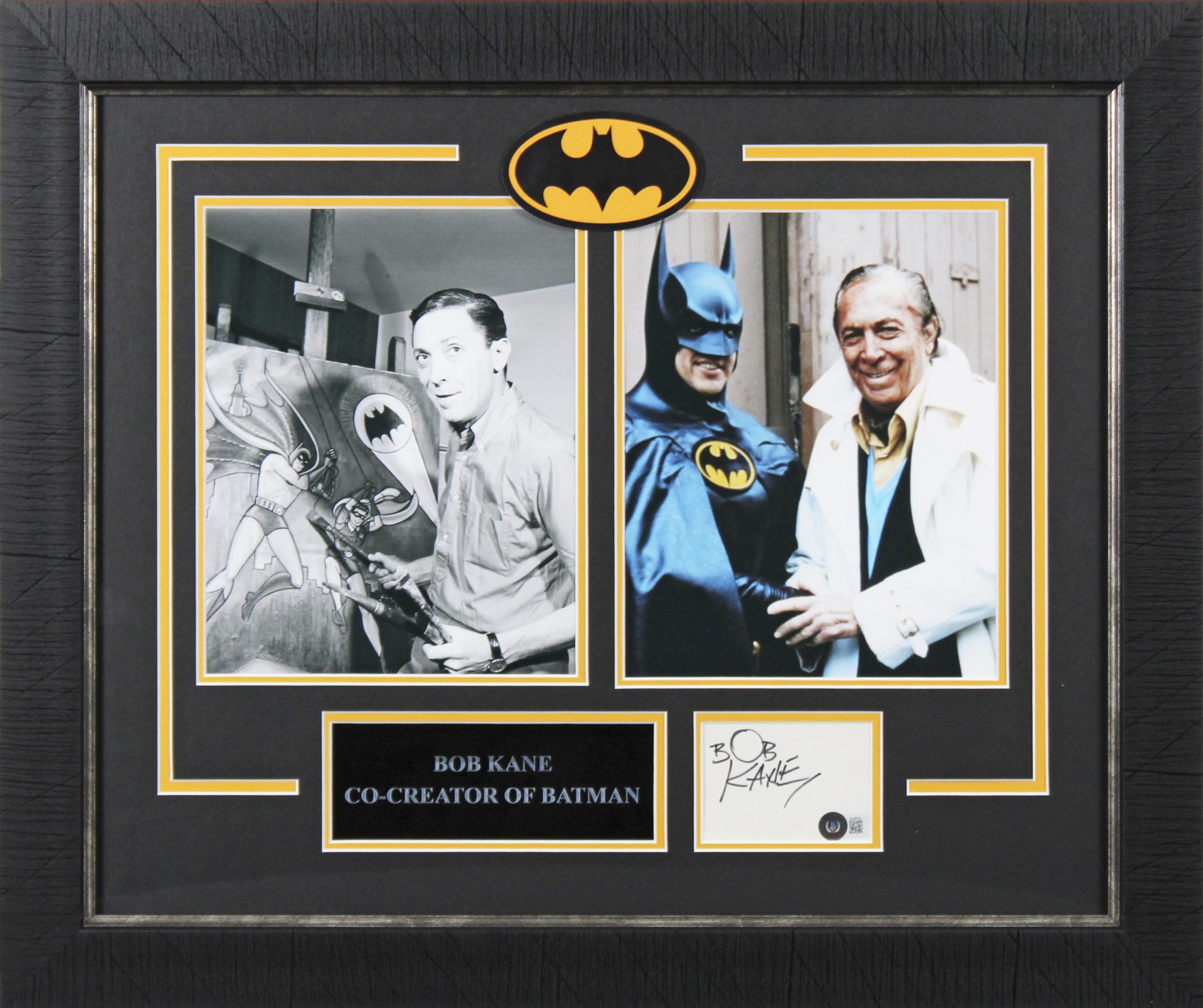 Bob Kane Batman Authentic Signed 3x5 Index Card Framed Display BAS #BL98104