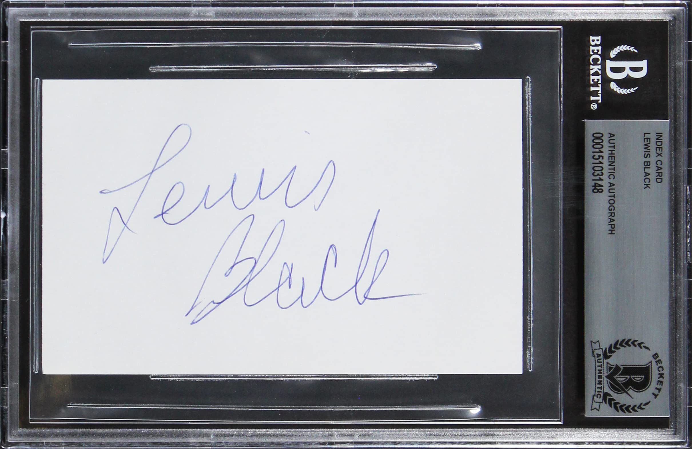 Lewis Black Accepted Authentic Signed 3x5 Index Card Autographed BAS Slabbed
