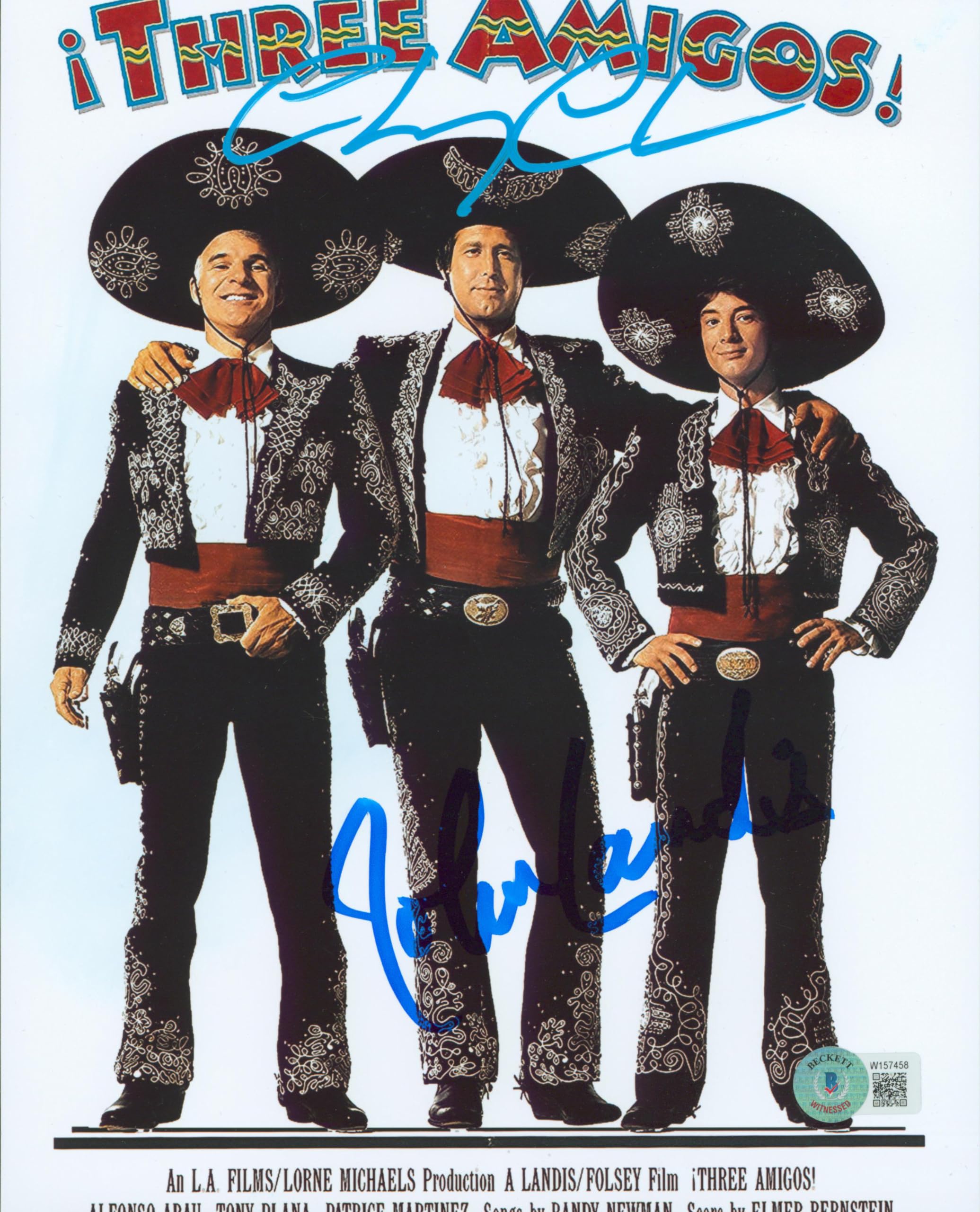 Chevy Chase & John Landis Three Amigos! Authentic Signed 8x10 Photo BAS #W157458