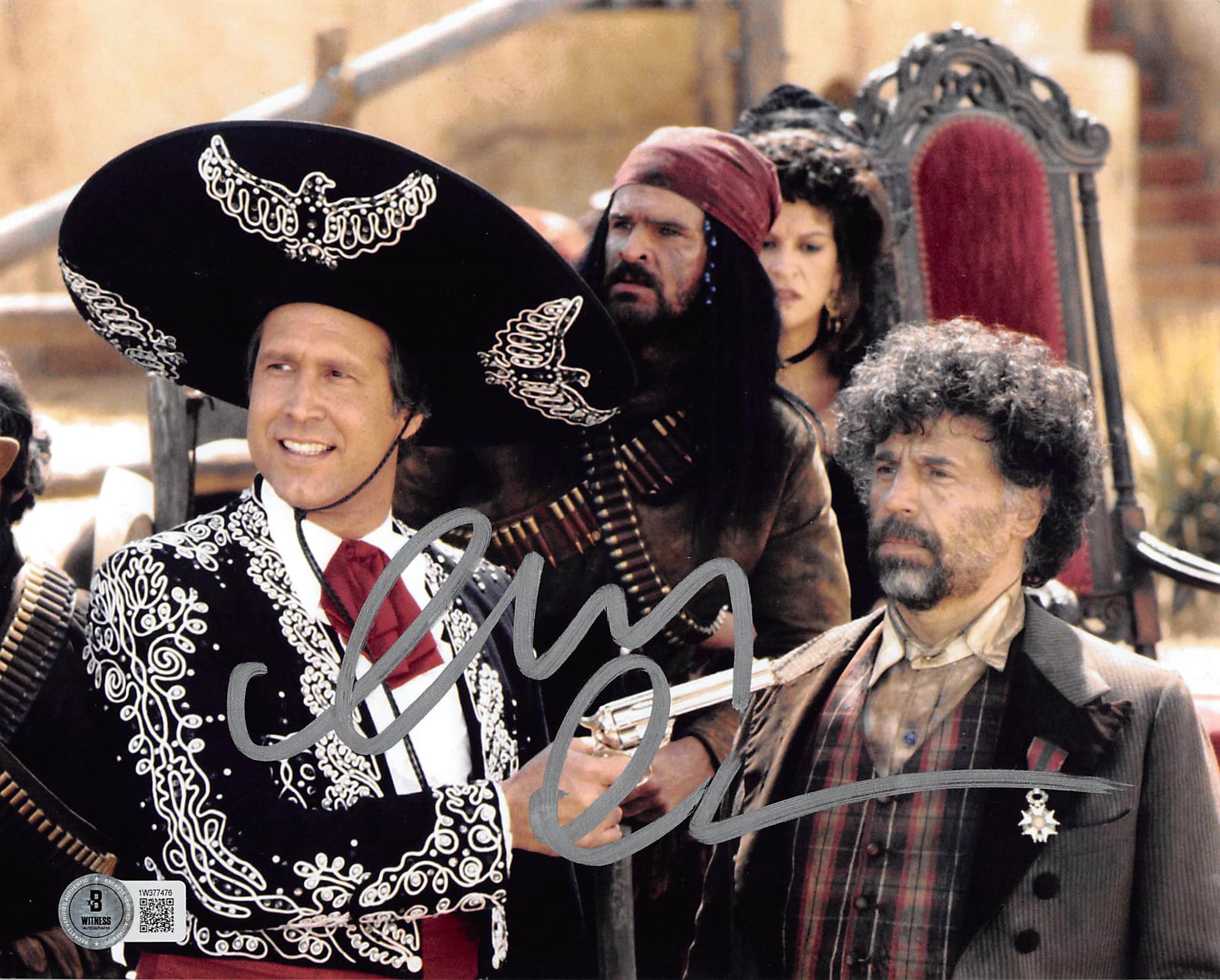 Chevy Chase Three Amigos! Signed 8x10 Horizontal Gun Point Photo BAS Witnessed