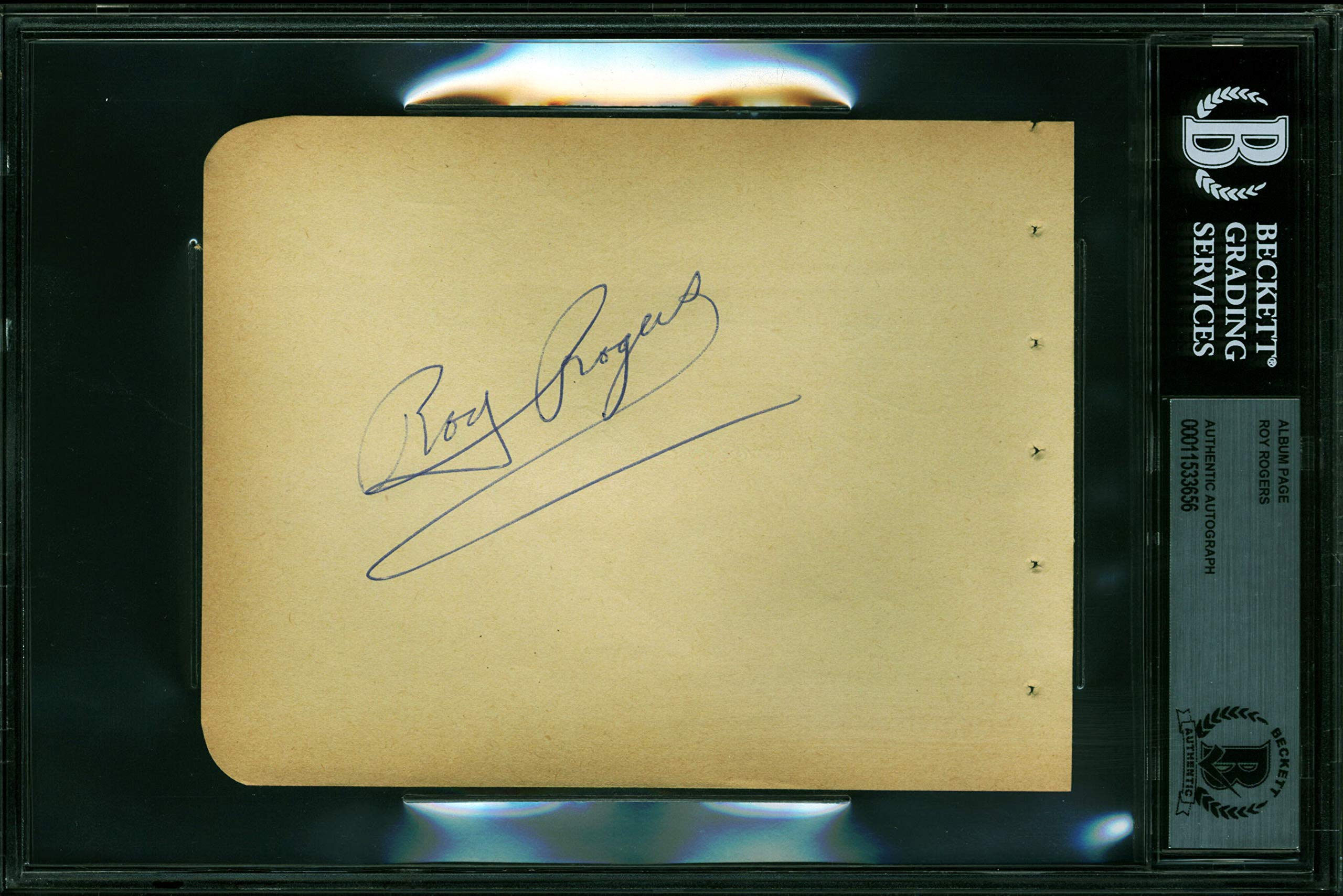 Roy Rogers The Roy Rogers Show Authentic Signed 4.5x5.75 Album Page BAS Slabbed