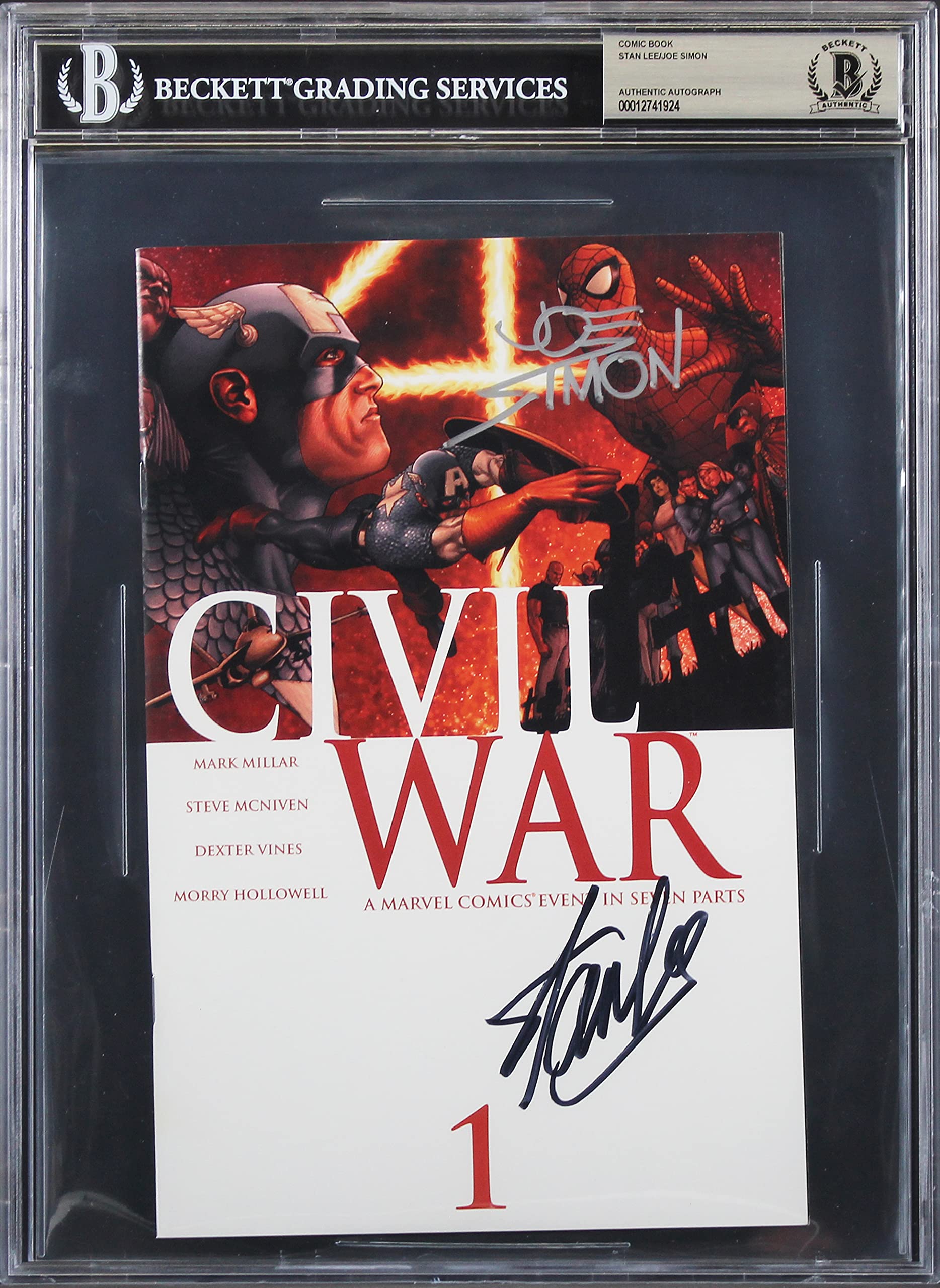 Stan Lee & Joe Simon Authentic Signed Civil War Part One of Seven Comic BAS Slab