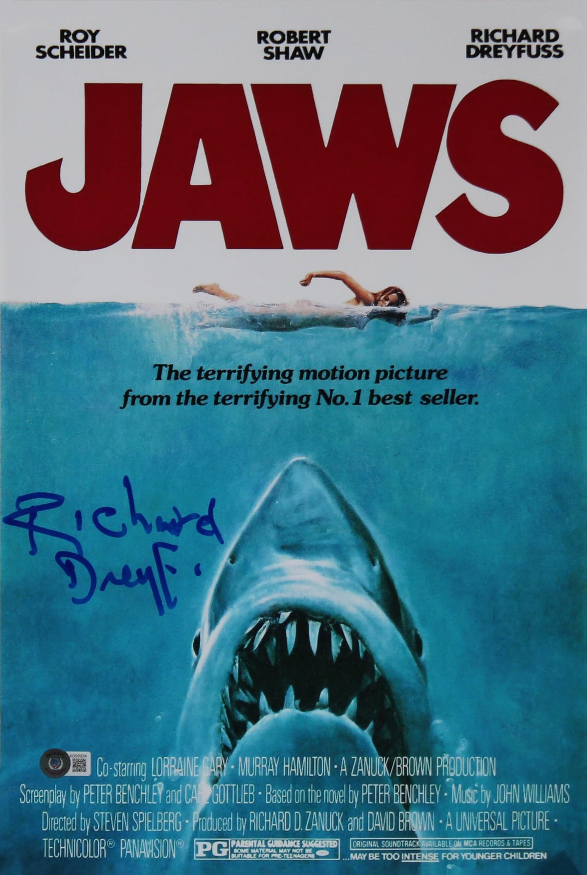 Richard Dryfuss Jaws Authentic Signed 12x18 Photo Autographed BAS #AD99934