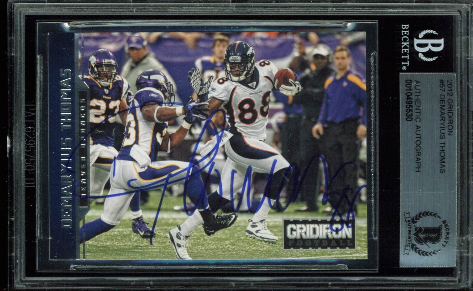 Broncos Demaryius Thomas Signed 2012 Gridiron #57 Auto Card BAS Slabbed