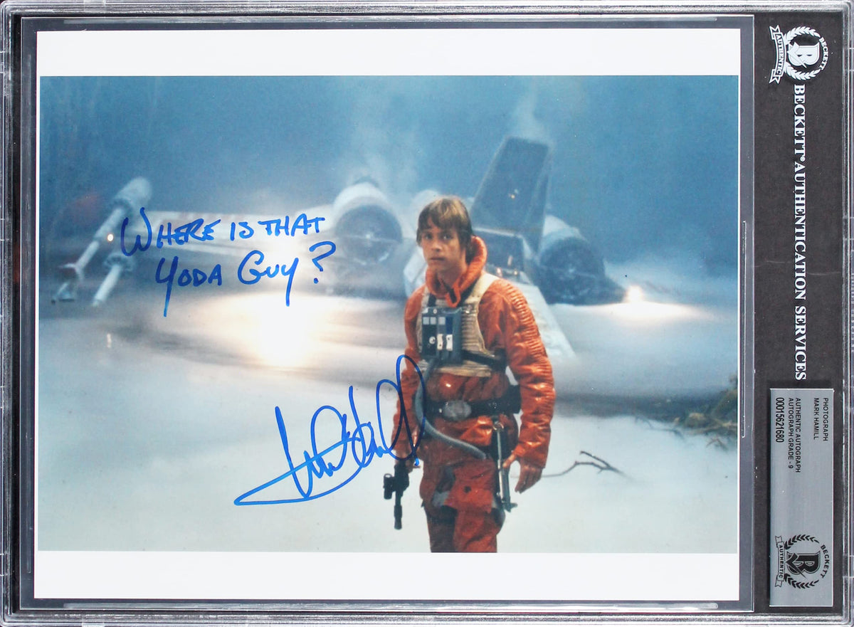 Mark Hamill Star Wars Where Is That Yoda Guy? Signed 8x10 Photo Auto 9! BAS Slab