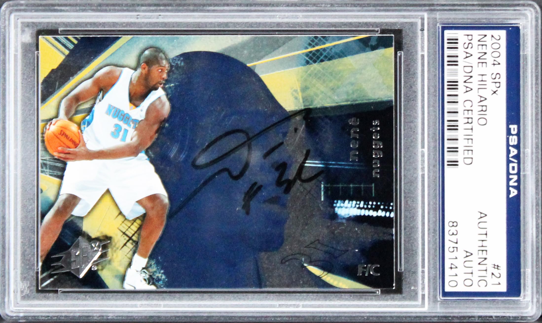 Nuggets Nene Hilario Authentic Signed Card 2004 SPx #21 PSA/DNA Slabbed
