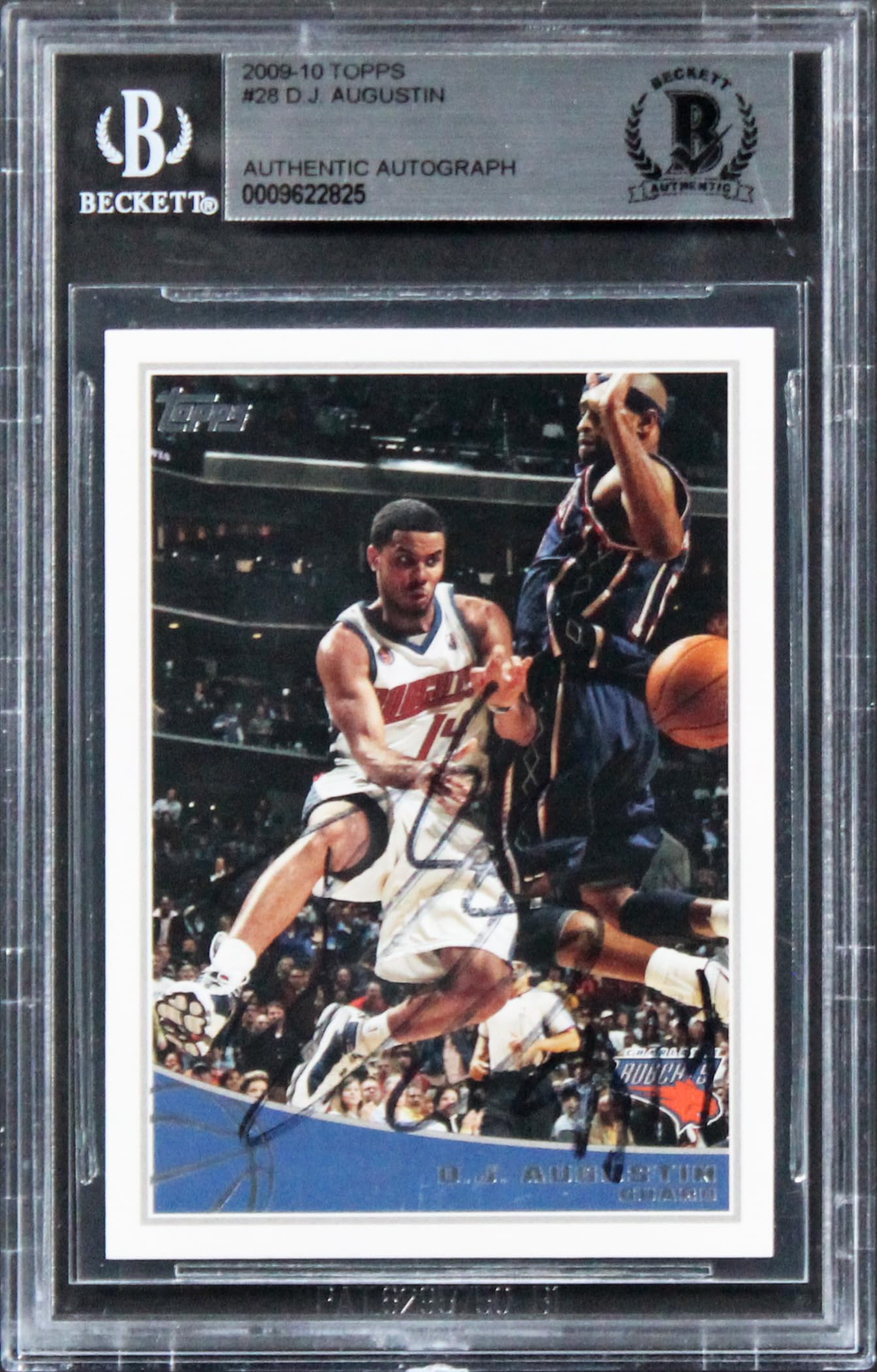 Bobcats D.J. Augustin Authentic Signed Card 2009 Topps #28 BAS Slabbed