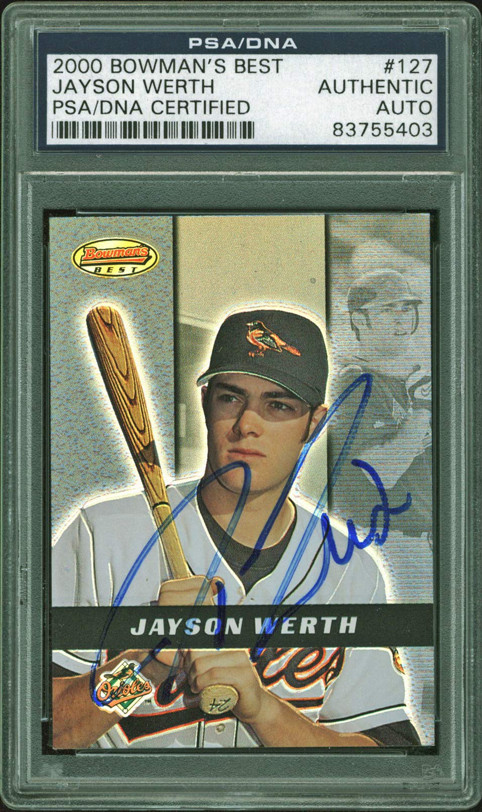 Nationals Jayson Werth Signed 2003 Bowman's Best #127 Rookie Card PSA Slabbed