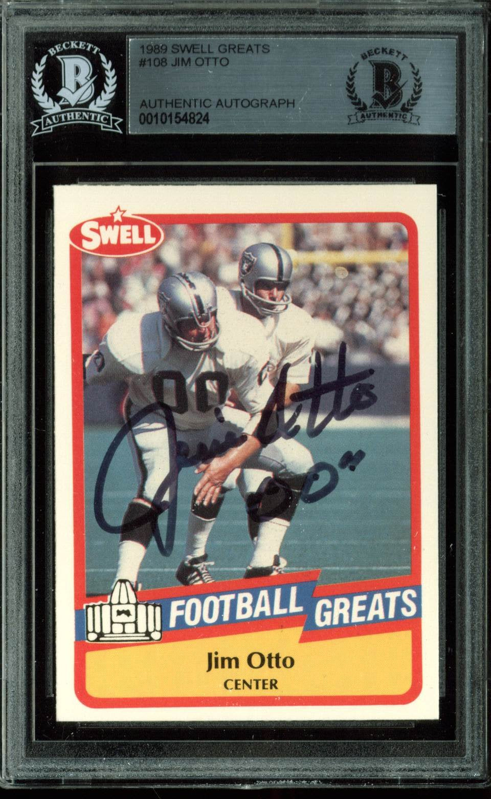 Raiders Jim Otto Authentic Signed Card 1989 Swell Greats #108 BAS Slabbed