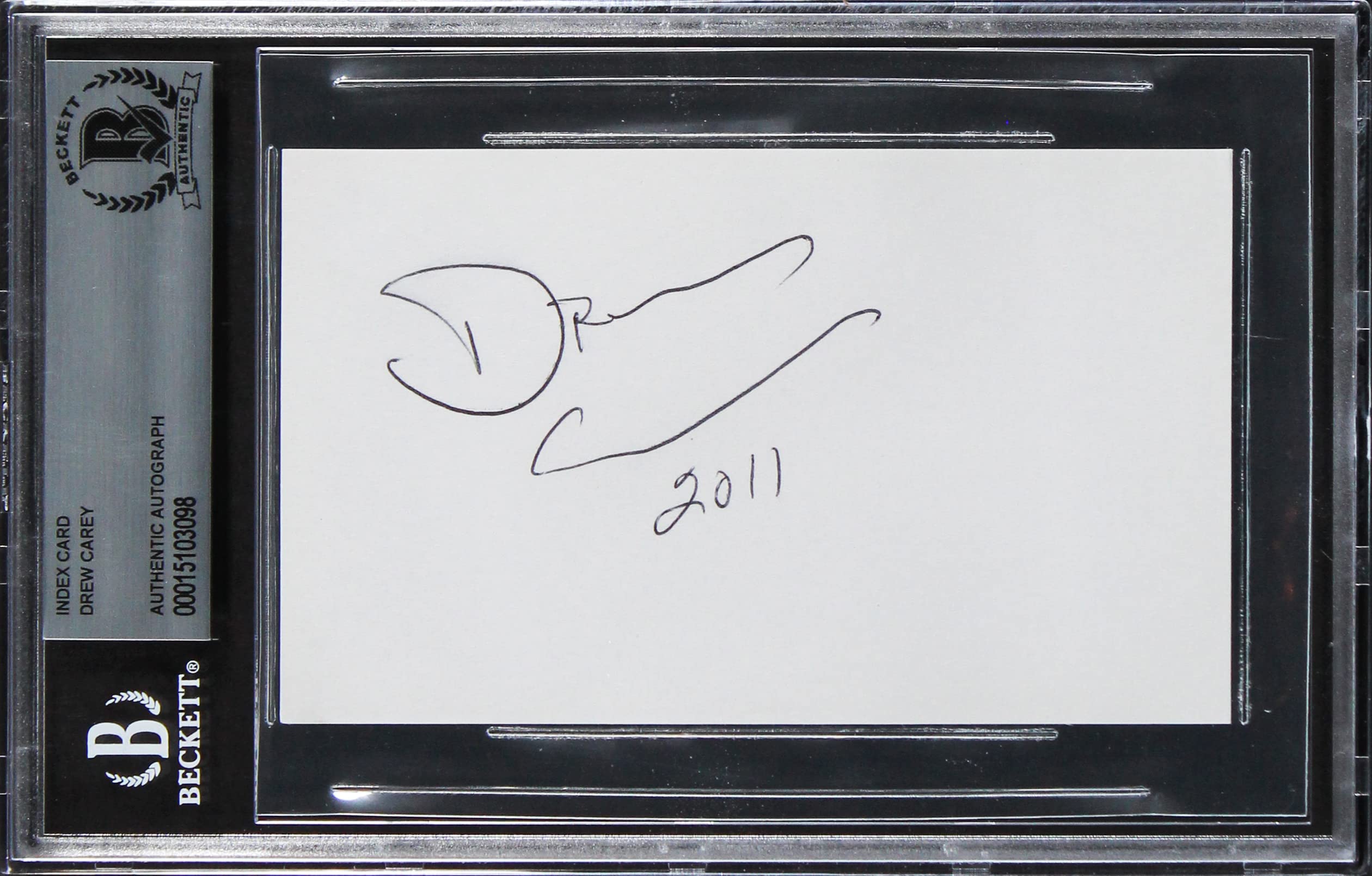 Drew Carey The Price Is Right "2011" Authentic Signed 3x5 Index Card BAS Slab 3