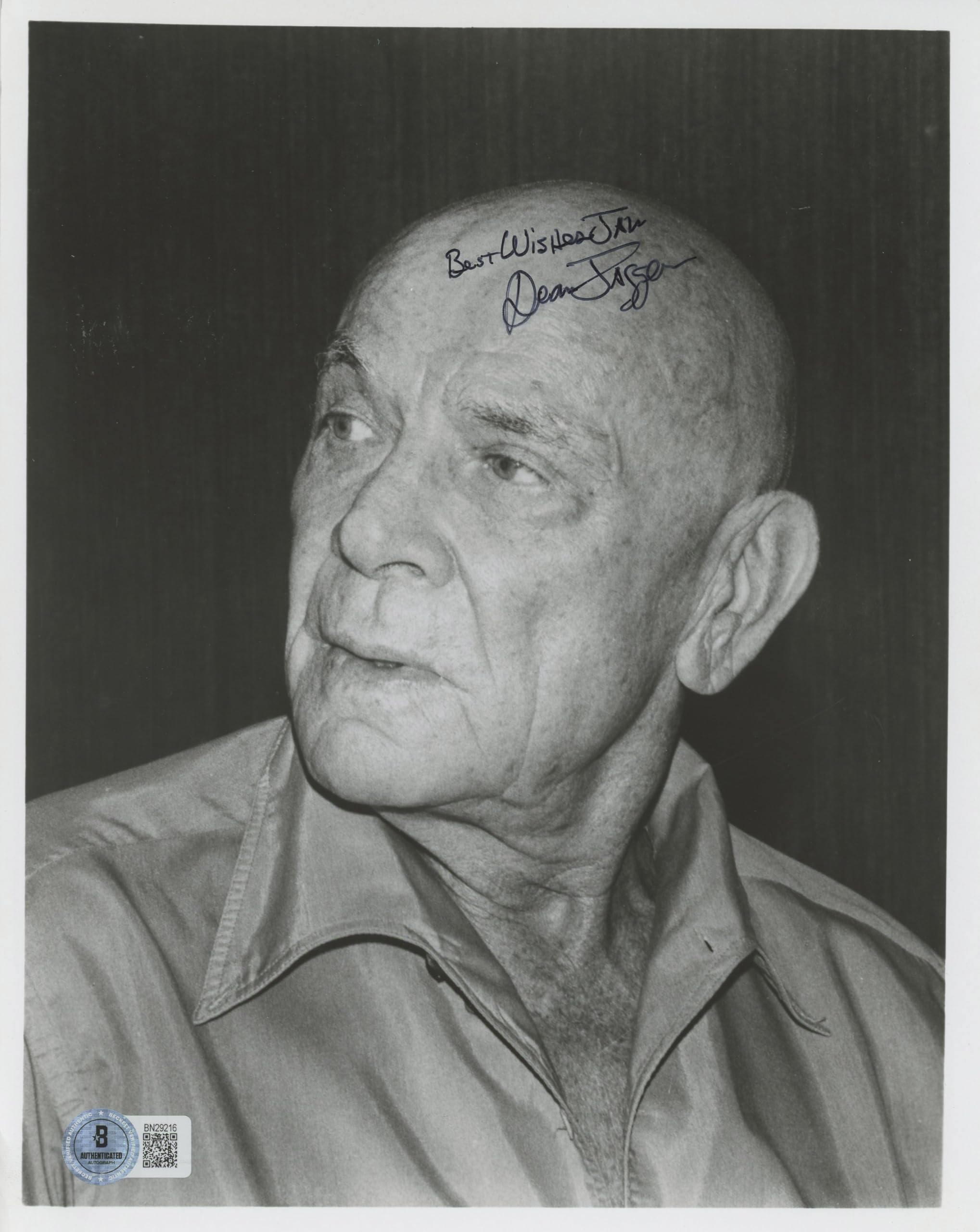 Dean Jagger Game of Death "Best Wishes Jan" Signed 8x10 Photo BAS #BN29216