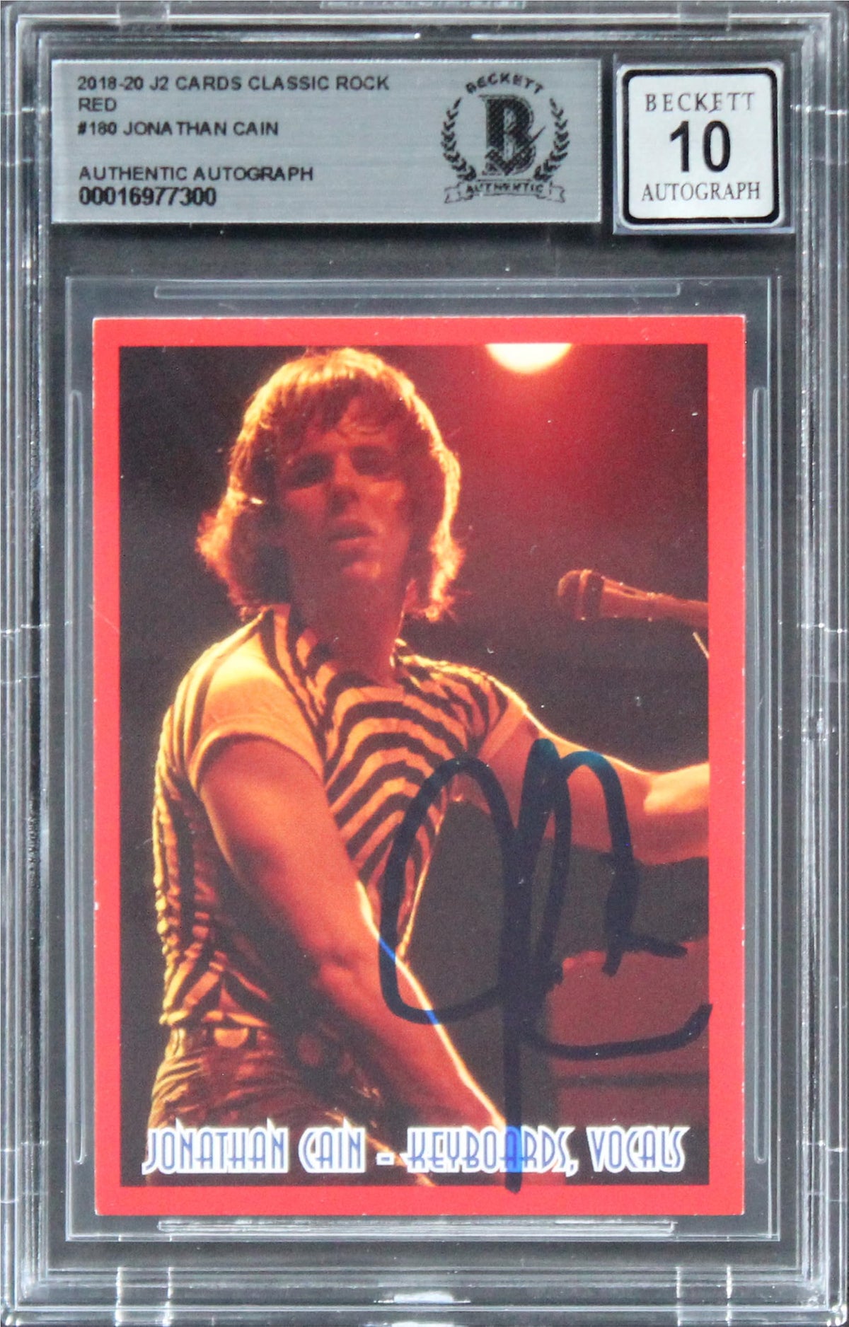 Jonathan Cain Journey Signed 2018 J2 Classic Rock Red #180 Card BAS Slabbed