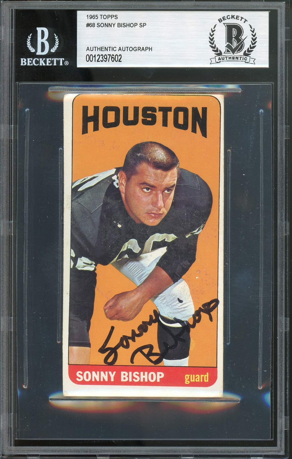 Oilers Sonny Bishop Authentic Signed 1965 Topps #68 Card Autographed BAS Slabbed
