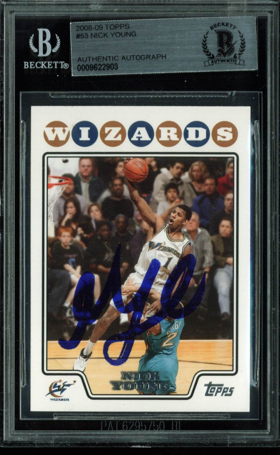 Wizards Nick Young Authentic Signed Card 2008 Topps #53 BAS Slabbed