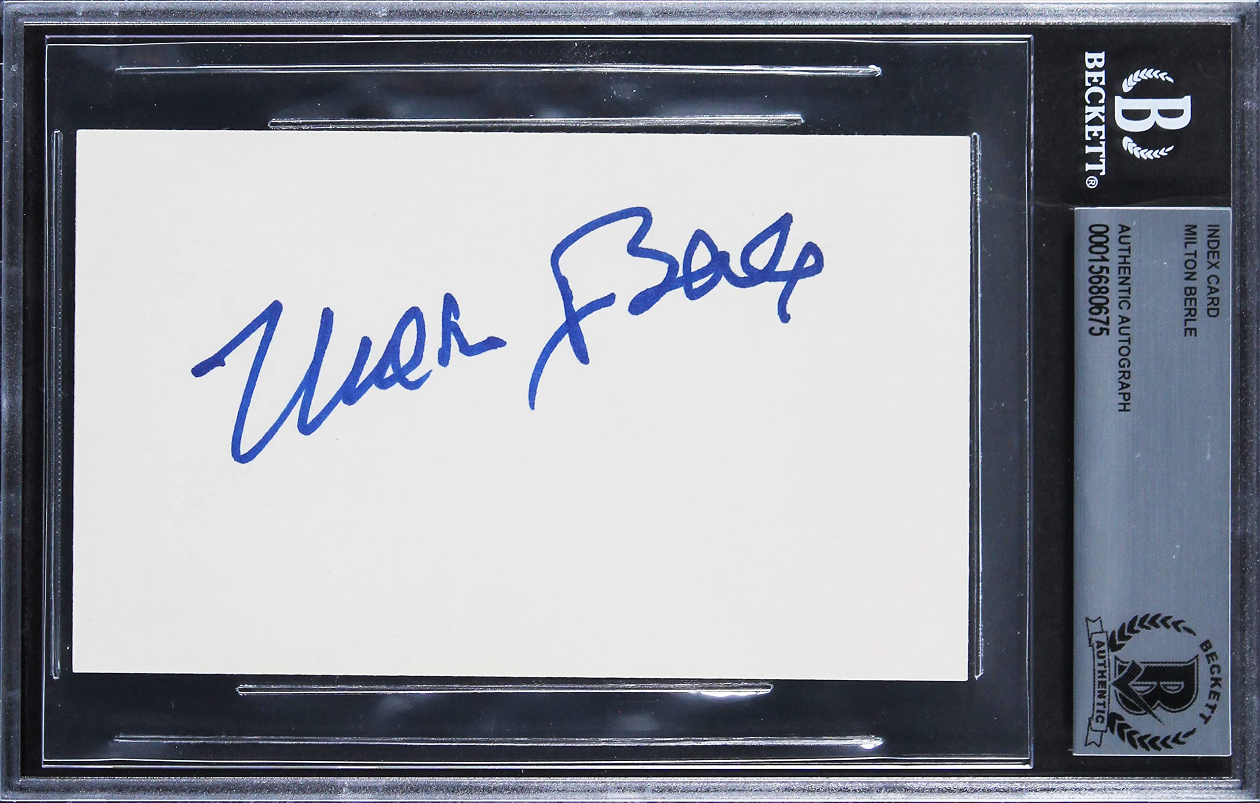 Milton Berle It's a Mad, Mad, Mad, Mad World Signed 3x5 Index Card BAS Slabbed 1