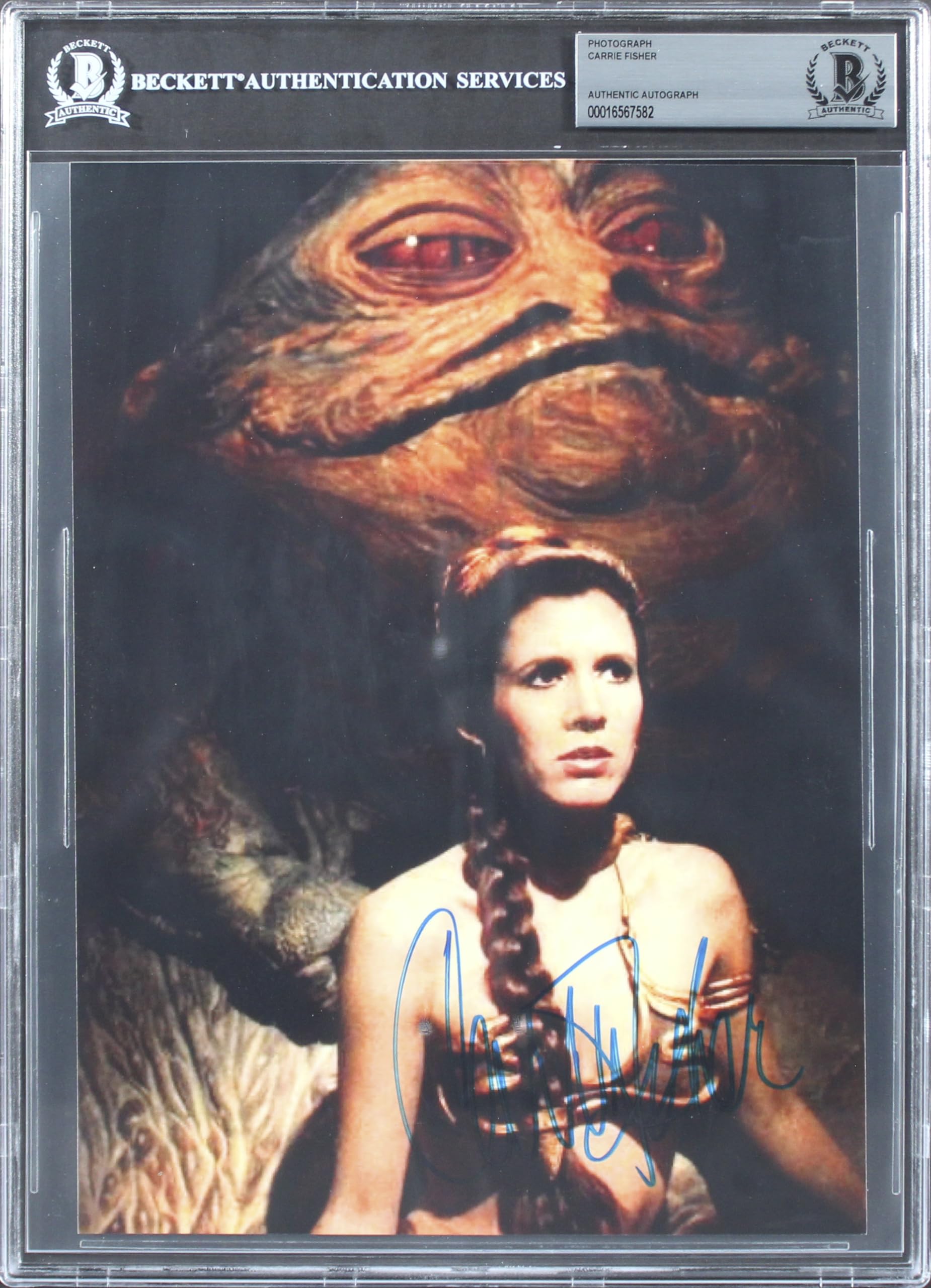 Carrie Fisher Star Wars Return of the Jedi Signed 8x10 Photo BAS Slabbed 2