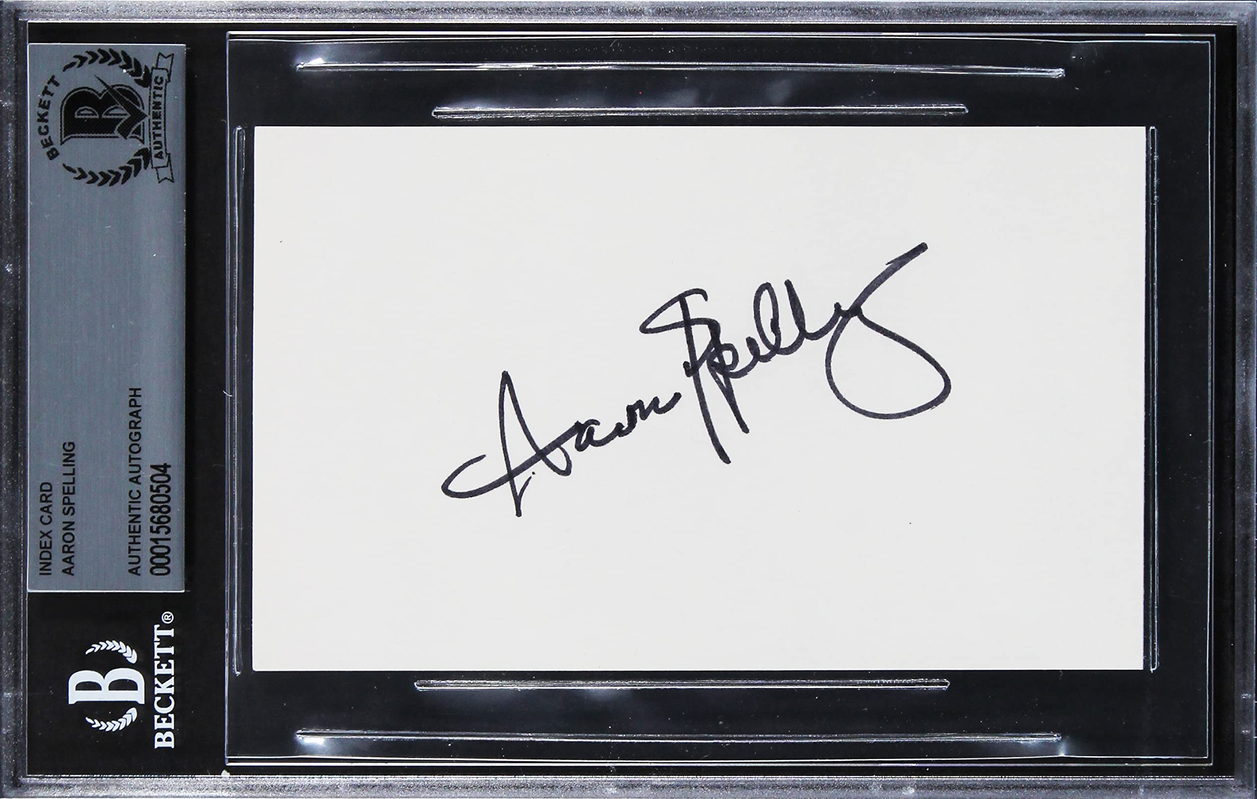 Aaron Spelling Beverly Hills 90210 Authentic Signed 3x5 Index Card BAS Slabbed