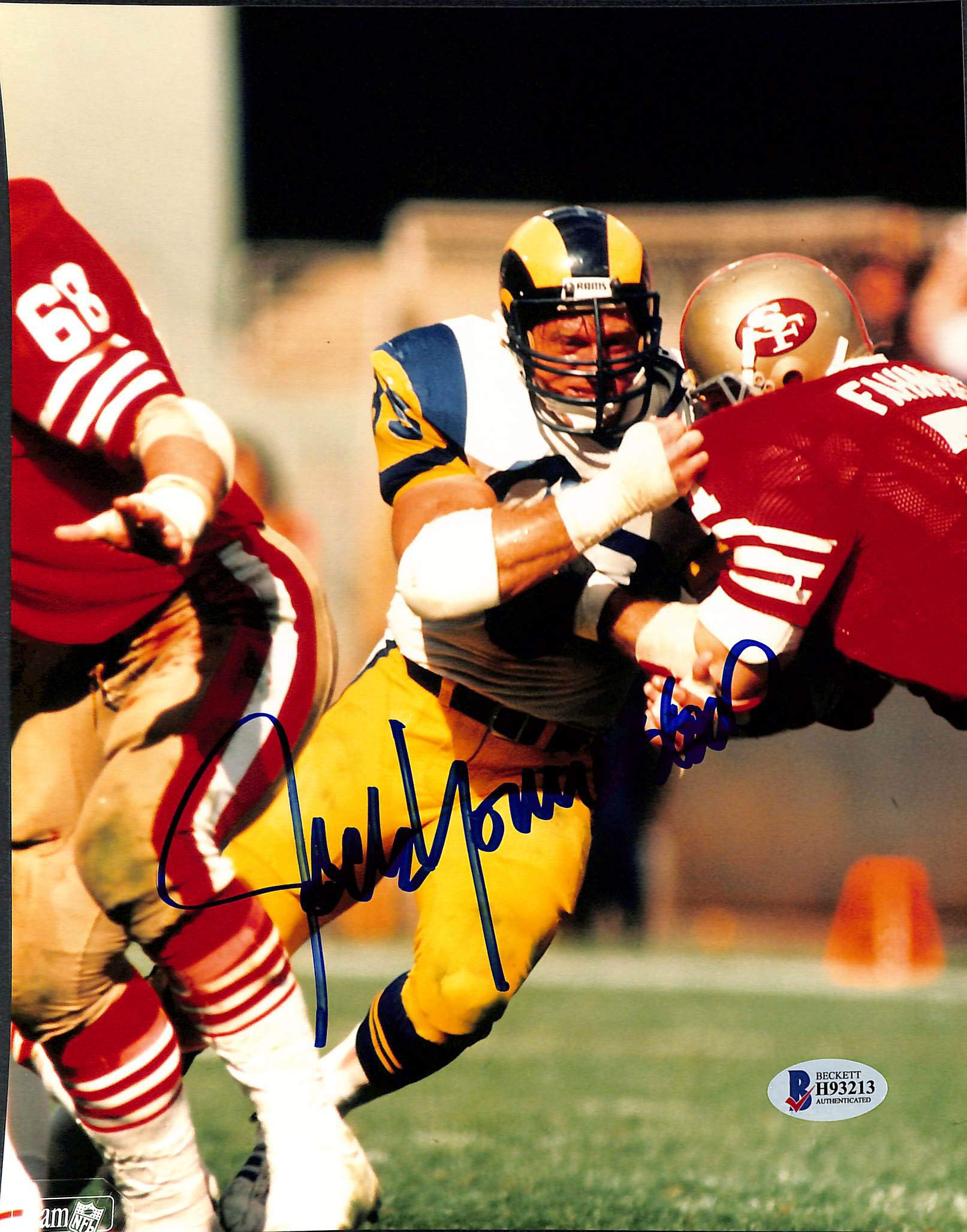 Rams Jack Youngblood Authentic Signed 8x10 Photo versus 49ers Autographed BAS