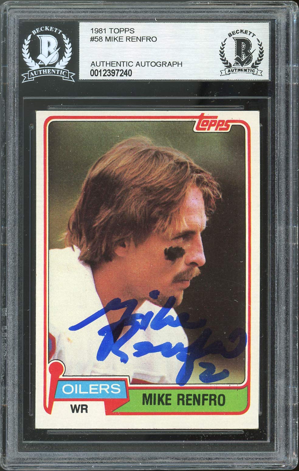 Oilers Mike Renfro Authentic Signed 1981 Topps #58 Card Autographed BAS Slabbed